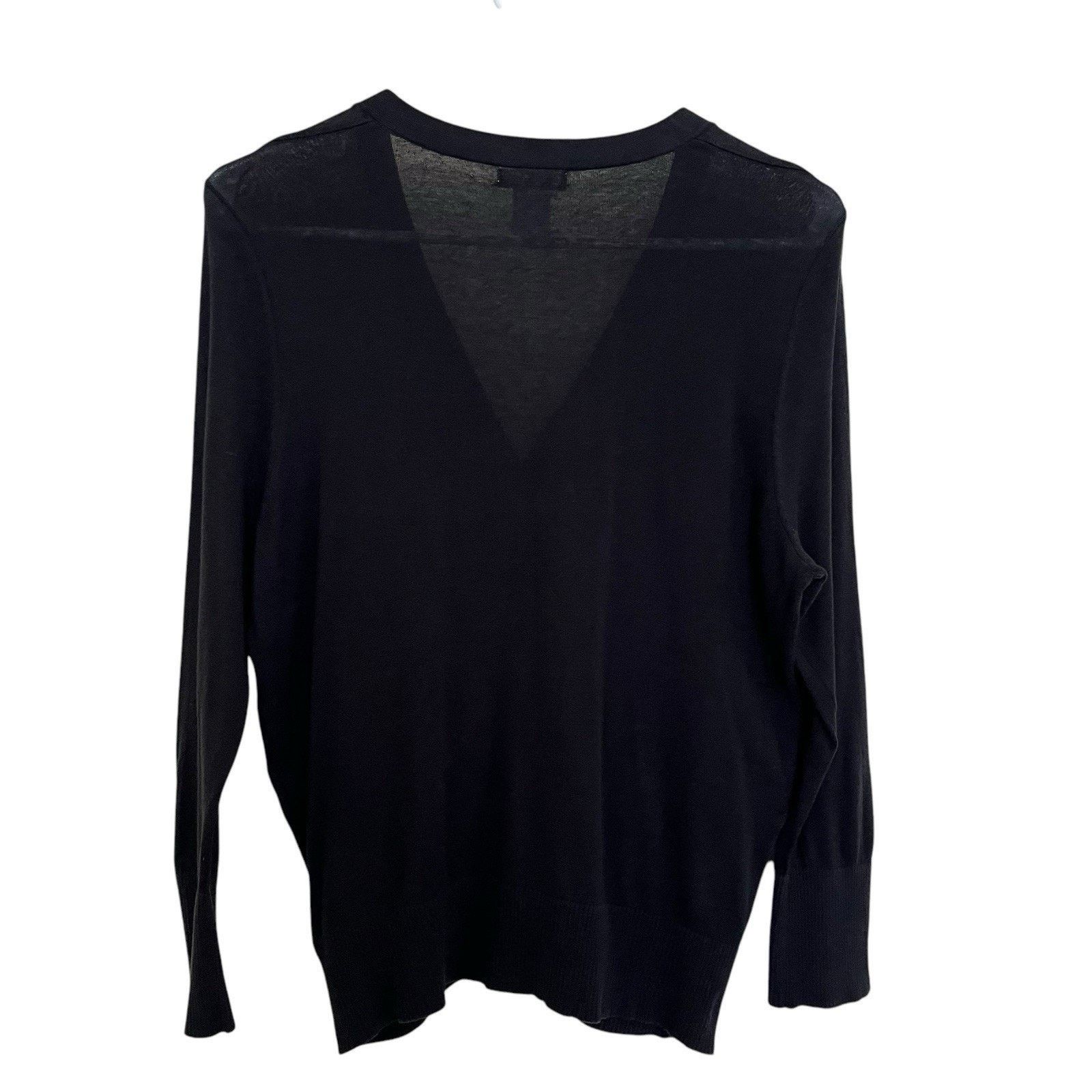Worthington Worthington | Black Silk Blend Ruch Button Cardigan Sweater Size M / US 6-8 / IT 42-44 - 5 Thumbnail