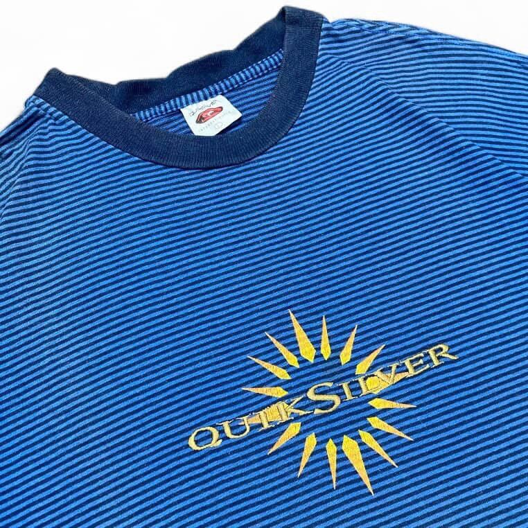 Quiksilver Vintage 90s Quiksilver Blue Yellow Sun Logo Spell Out Tee Size US L / EU 52-54 / 3 - 3 Thumbnail