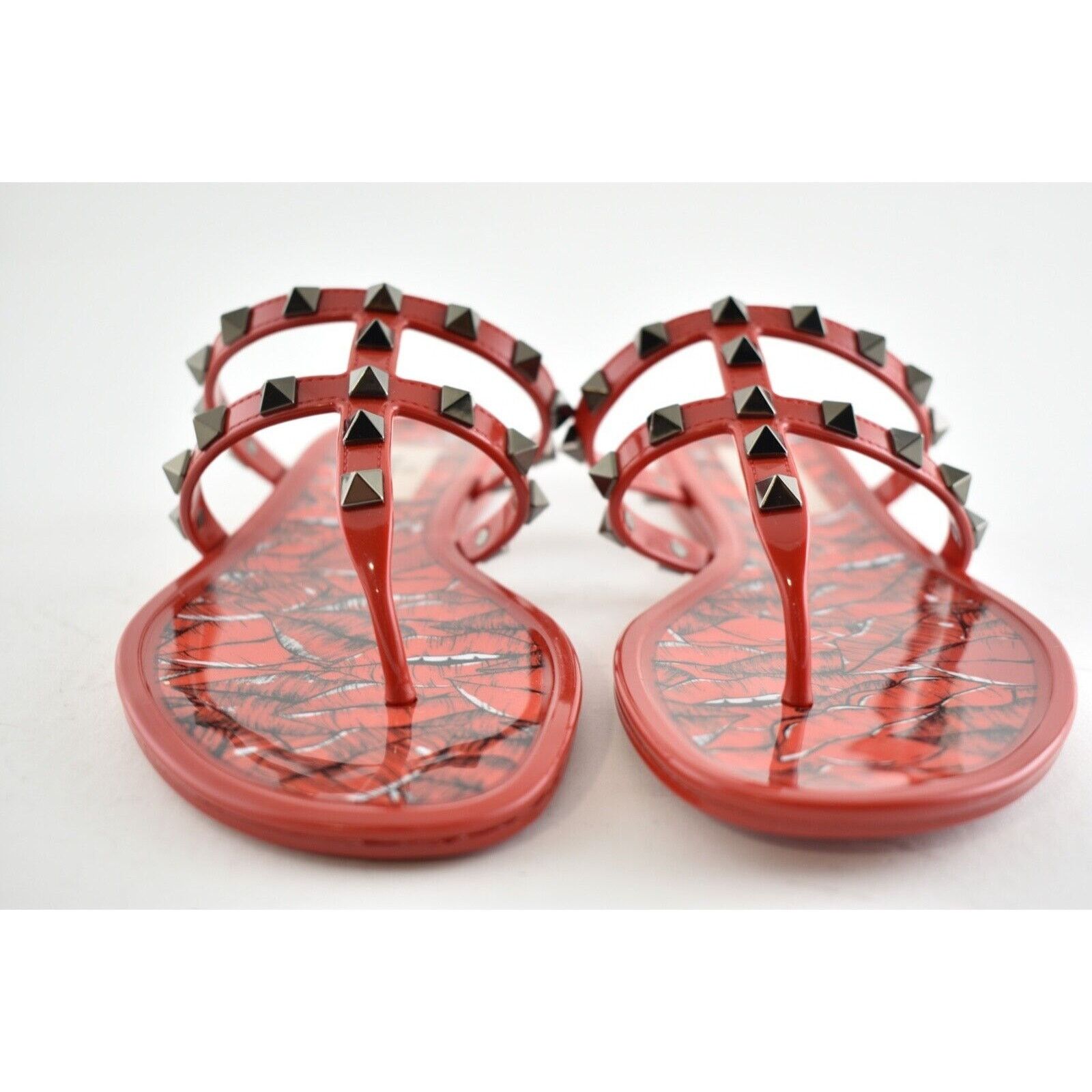 Valentino Valentino Rockstud Red Black Rubber Lipstick Jelly PVC Stud Size US 10 / IT 40 - 7 Thumbnail