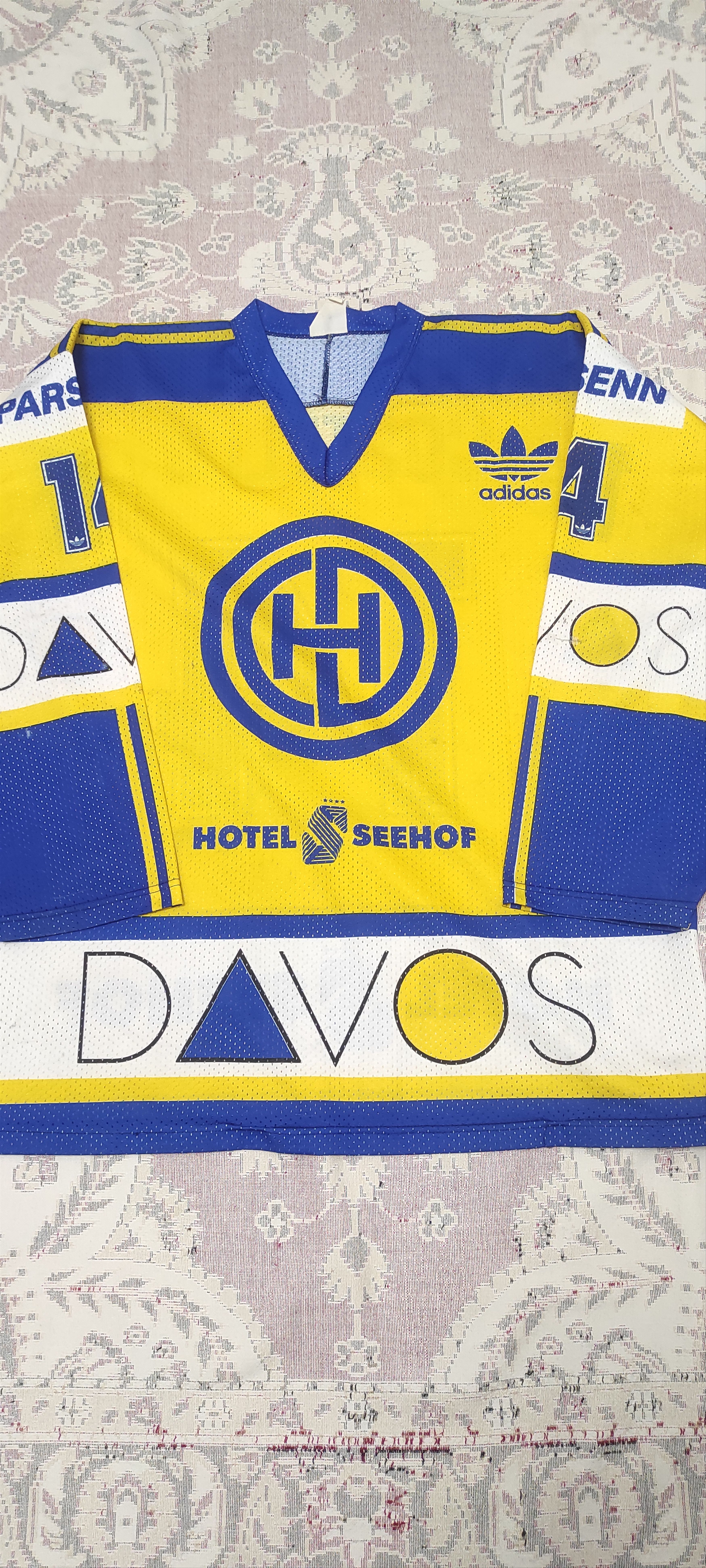 Adidas HC Davos #14 Costello Switzerland Vintage Rare 80s Hockey Size US L / EU 52-54 / 3 - 1 Thumbnail