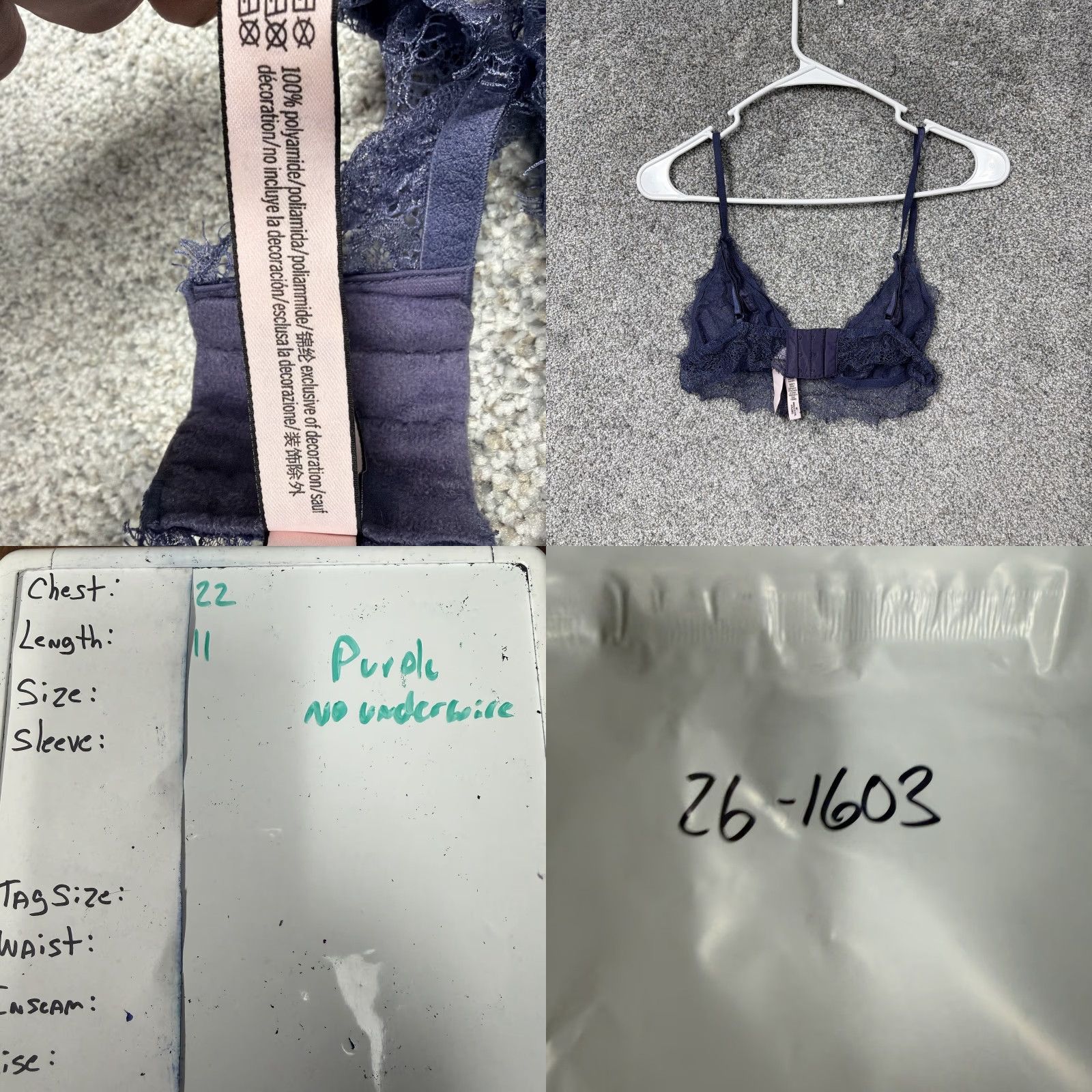 Victoria's Secret VINTAGE Victoria's Secret Lace Bralette Purple Womens M Bralette Lace Sheer Wireless Floral Unpadded Size ONE SIZE - 8 Thumbnail