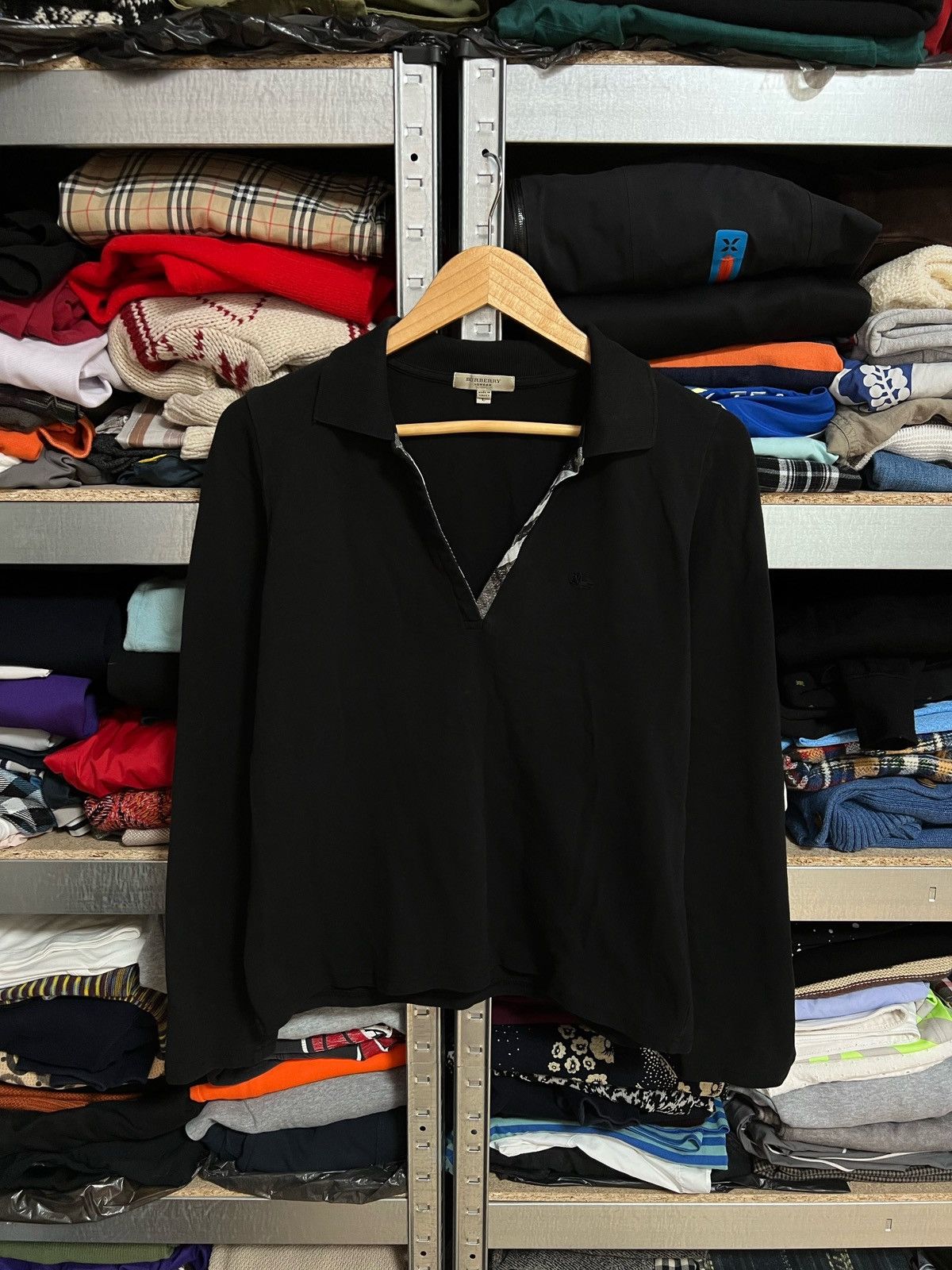 Burberry × Vintage Burberry London Nova Check Long Sleeve Polo Shirt Size L Size L / US 10 / IT 46 - 1 Thumbnail