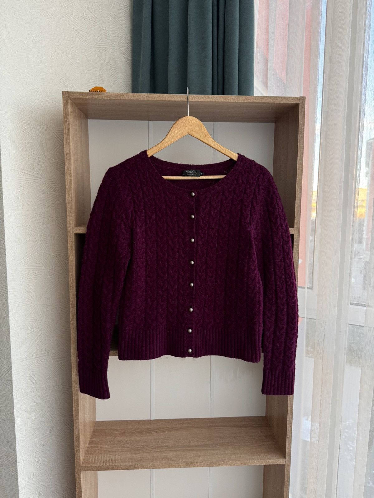 Vintage Modissa Purple Cable Knit Scotland Cashemere Cardiga