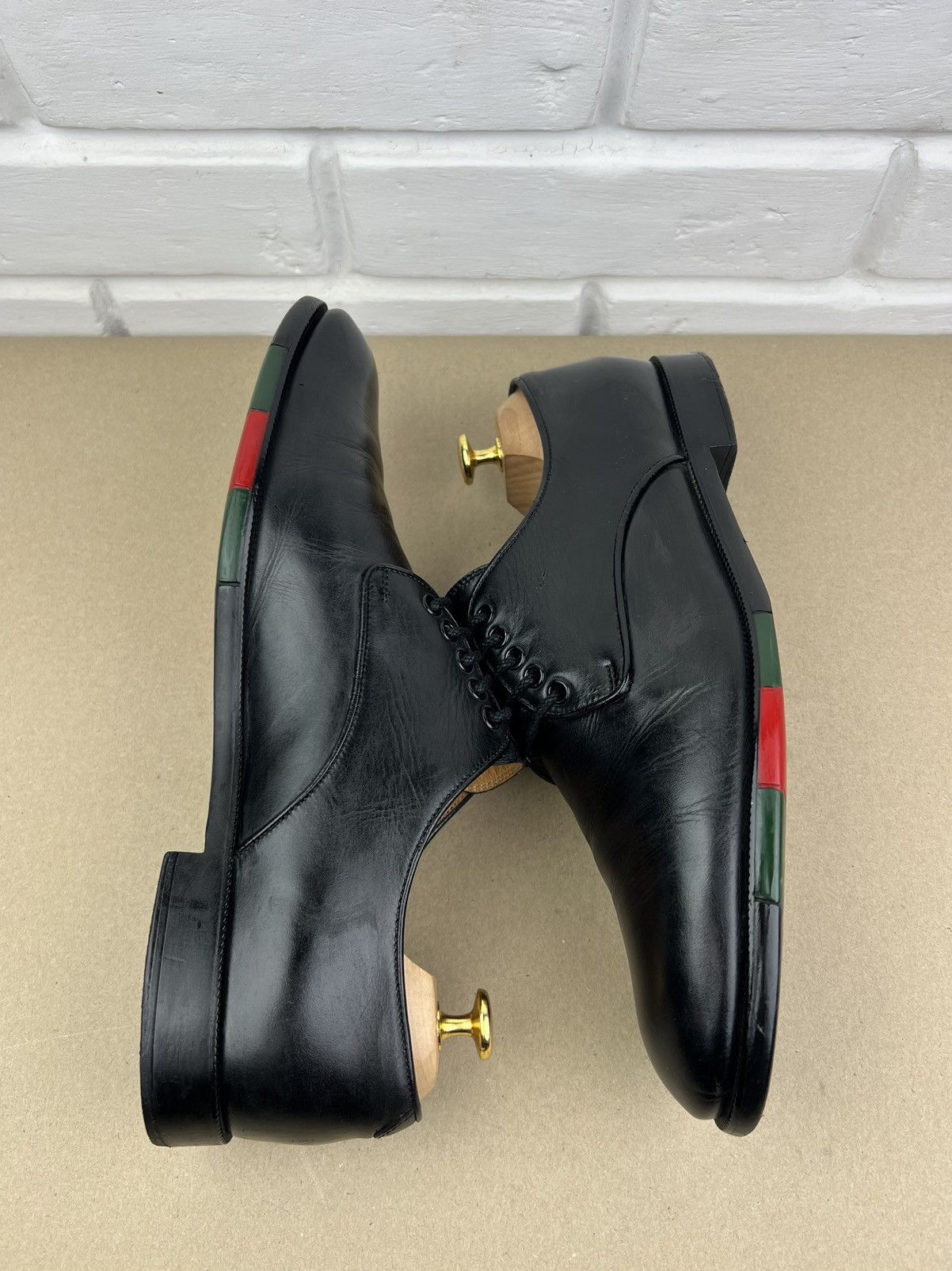 Gucci GUCCI Derby Leather Shoes Lace Up Web Stripe Black Men’s Size US 10.5 / EU 43-44 - 9 Thumbnail