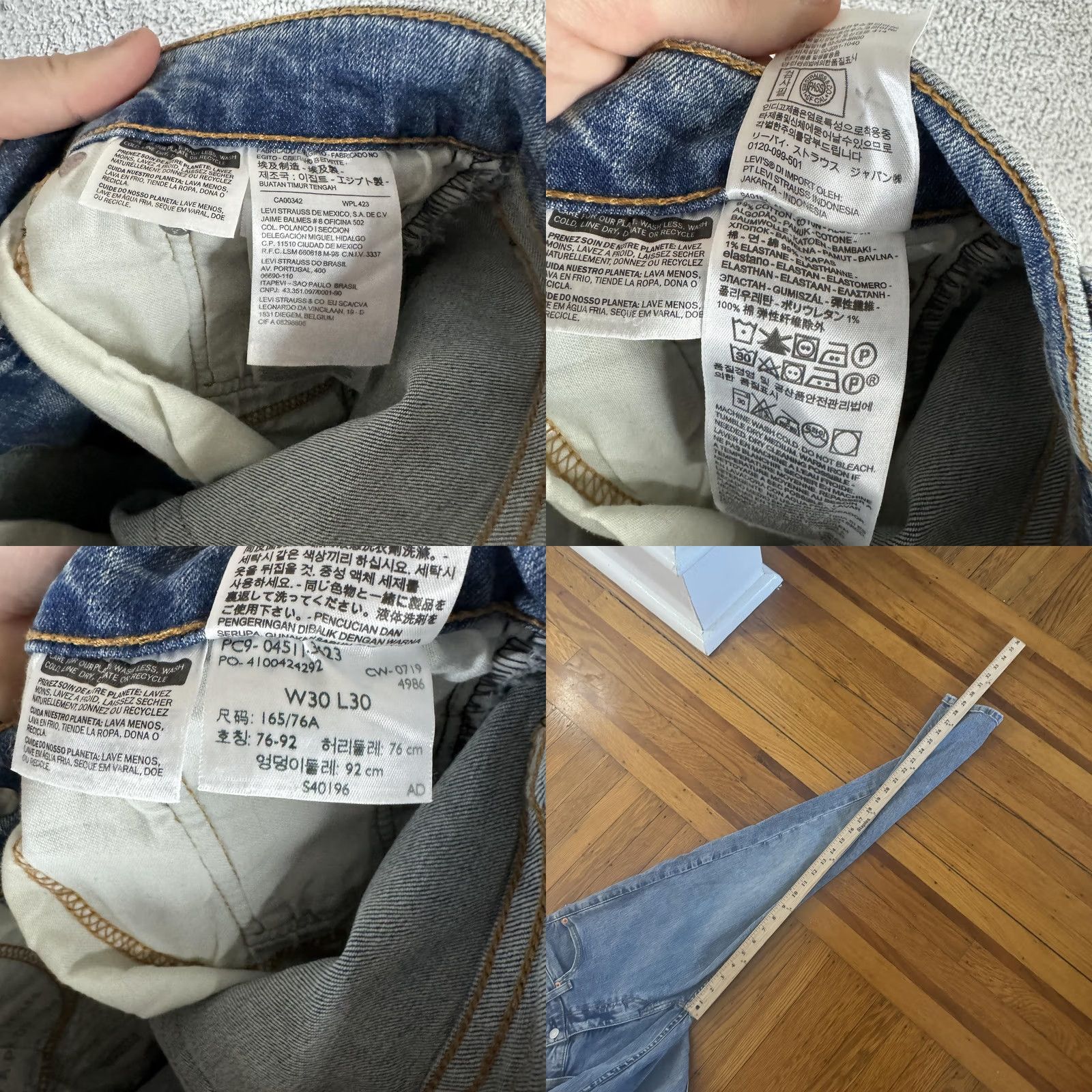 Levi's Levi's 511 Jeans Mens 30x30 Light Wash Blue Slim Fit Tapered Leg Stretch Denim Jeans Size US 30 / EU 46 - 9 Thumbnail