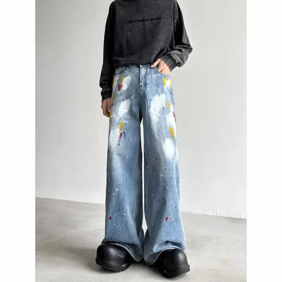 Japanese Brand Retro loose straight leg wide leg jeans Size US 32 / EU 48 - 1 Thumbnail