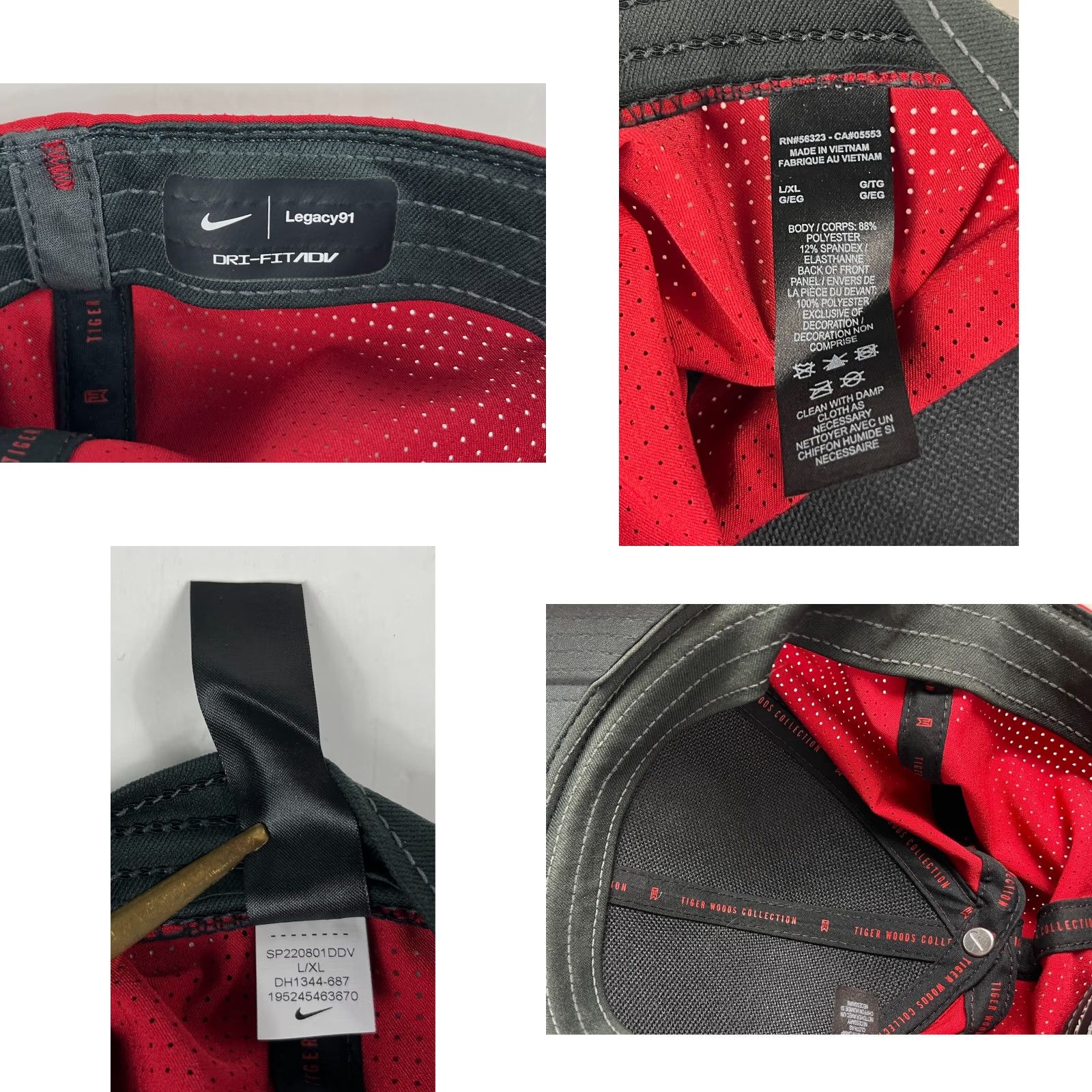 Nike **Legacy 91 Red Nike Tiger Woods Collection Golf Hat L/XL** User: **Tiger Woods Collection Legacy 91 Red Golf Hat L/XL** Size ONE SIZE - 9 Thumbnail