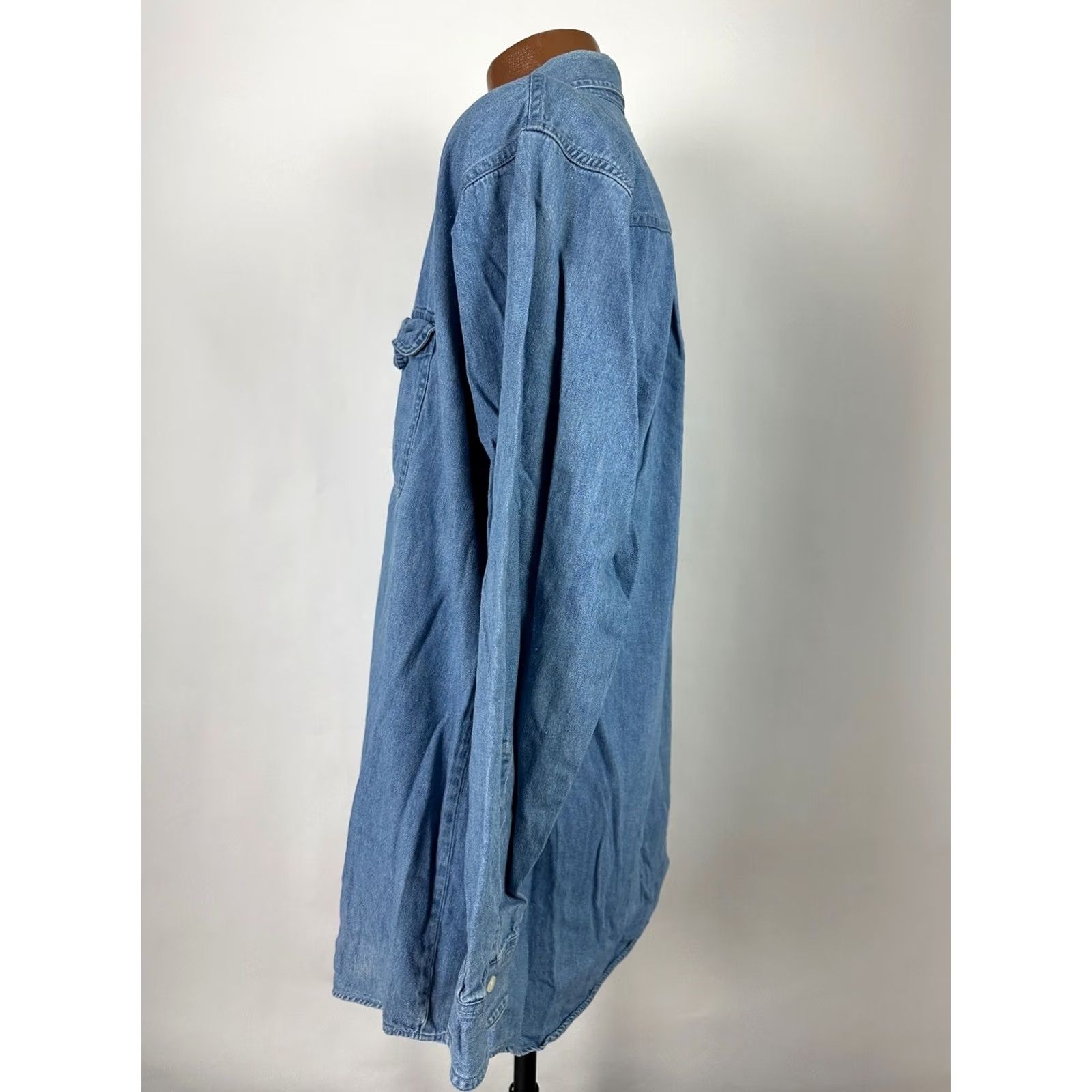 Denime VINTAGE John Ashford Denim Shirt Mens LT Large Tall Long Sleeve 90s Grunge Casual Workwear Button-Up Size US L / EU 52-54 / 3 - 4 Thumbnail