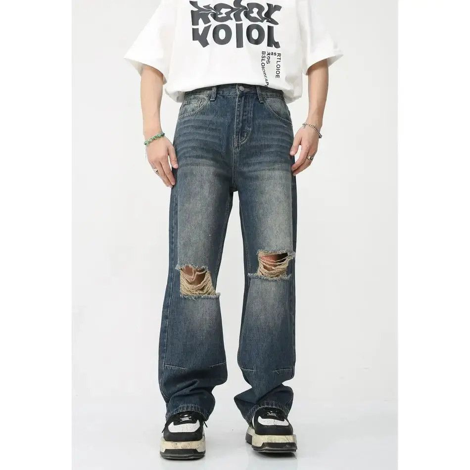 Japanese Brand Retro loose ripped high street jeans Size US 32 / EU 48 - 3 Thumbnail