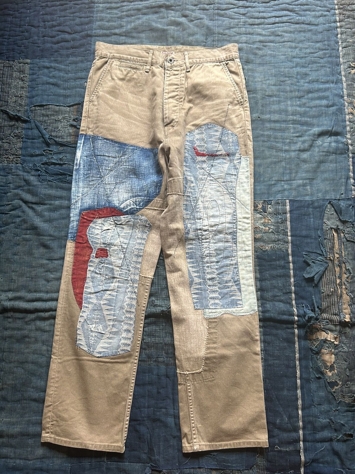 Pre-owned Kapital X Kapital Kountry Patchwork Pants In Beige