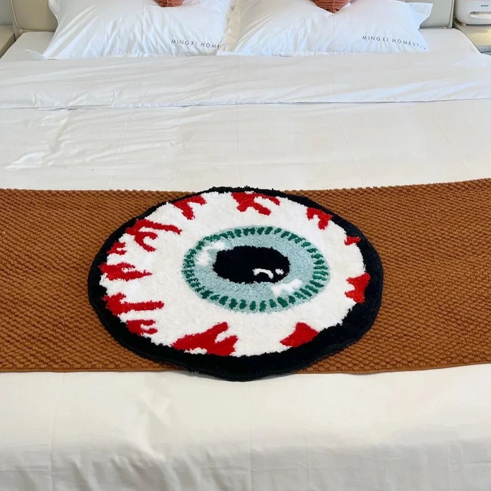 Japanese Brand Bursting Eyeball Tufted Rug Doormat 60x60 (cm) Size ONE SIZE - 4 Thumbnail
