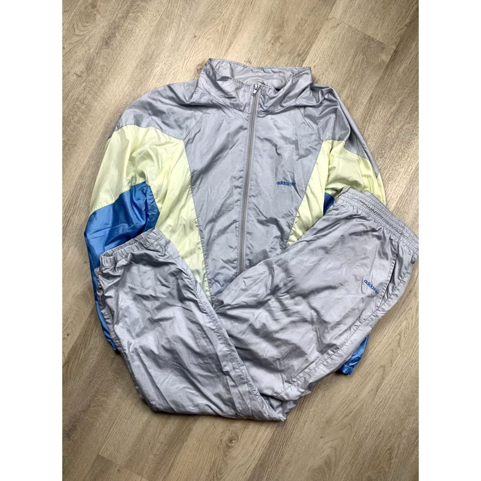 Adidas Adidas 90s Vintage Tracksuit Jacket Pants 2XL Mens Silver Size 48R - 3 Thumbnail