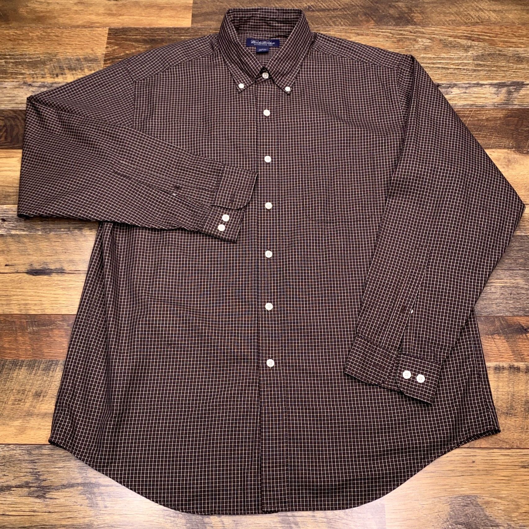Brooks Brothers Brooks Brothers Shirt Mens Large Brown Plaid Button Up Size US L / EU 52-54 / 3 - 2 Thumbnail