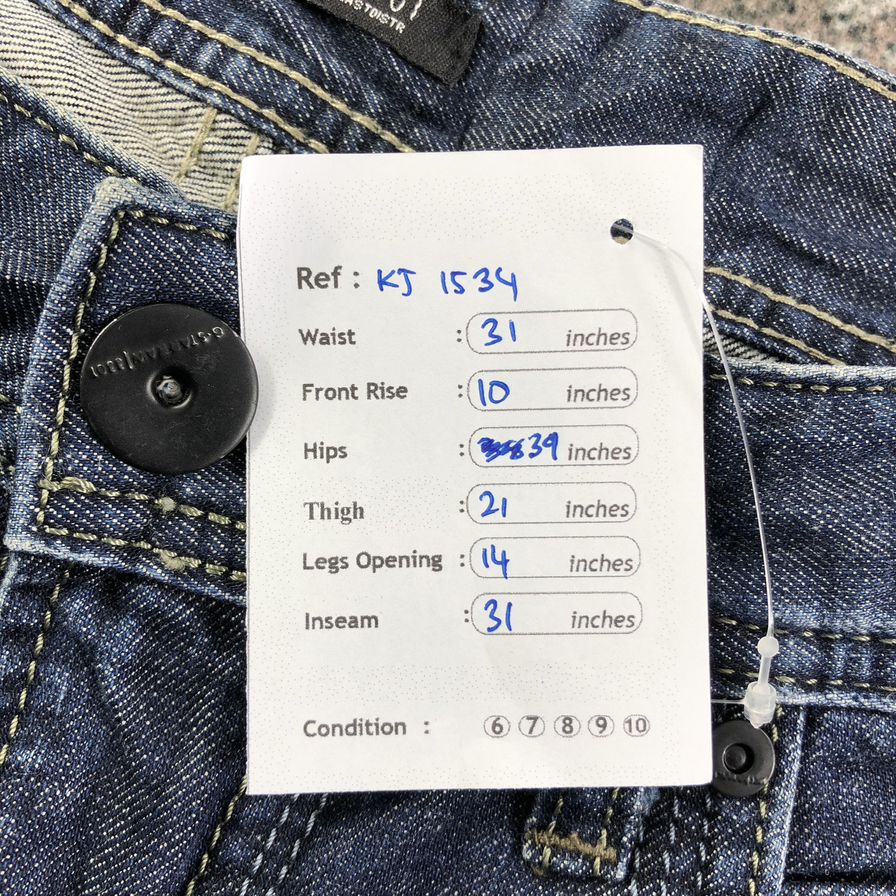 G-Star G Star Raw Jeans Faded Blue Denim KJ1534 Size US 30 / EU 46 - 14 Thumbnail