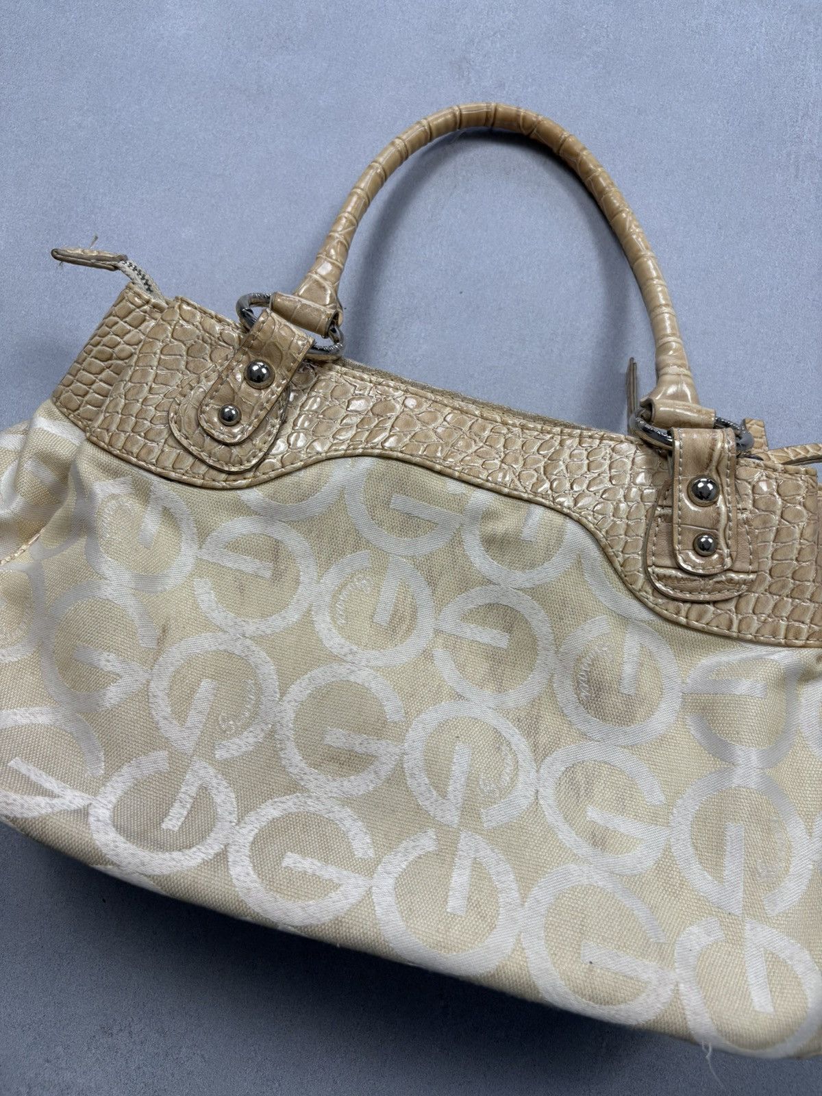Designer Y2K Gussaci Rare Monogram Logo Faux Croc Handle Bag 2000s Size ONE SIZE - 7 Thumbnail