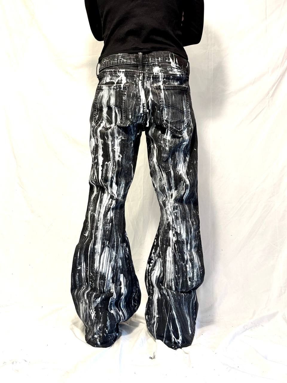 Japanese Brand Custom Black Baggy Distressed Jeans Painted Wide Leg Size US 36 / EU 52 - 2 Thumbnail