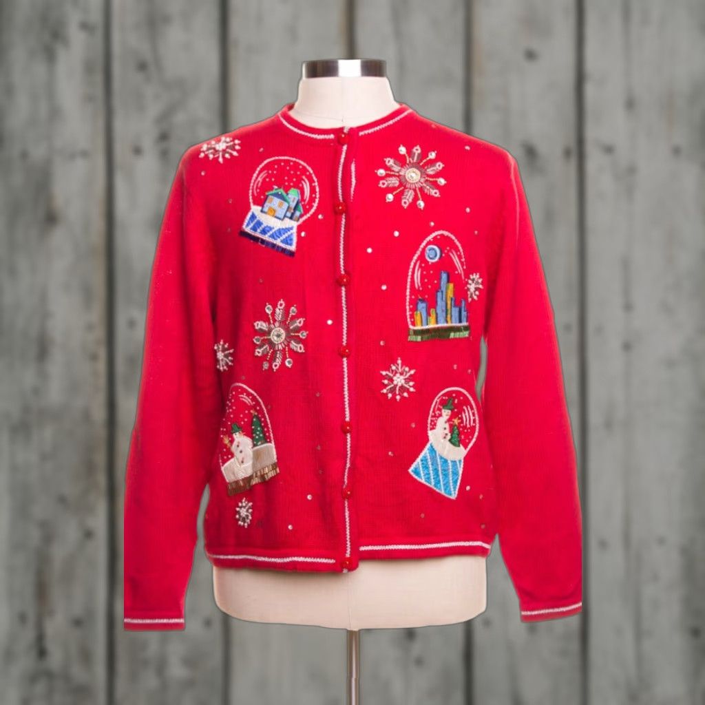 Vintage VINTAGE All Points Red Ugly Christmas Cardigan Shirt Ladies? Size M / US 6-8 / IT 42-44 - 1 Preview