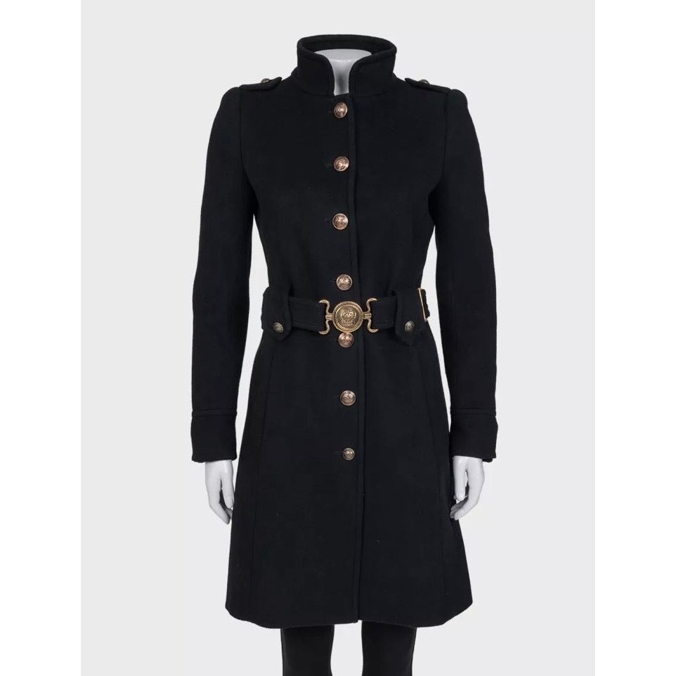 Roberto Cavalli Roberto Cavalli Black Wool & Cashmere Belted Coat Sz.40/ S Size S / US 4 / IT 40 - 1 Thumbnail