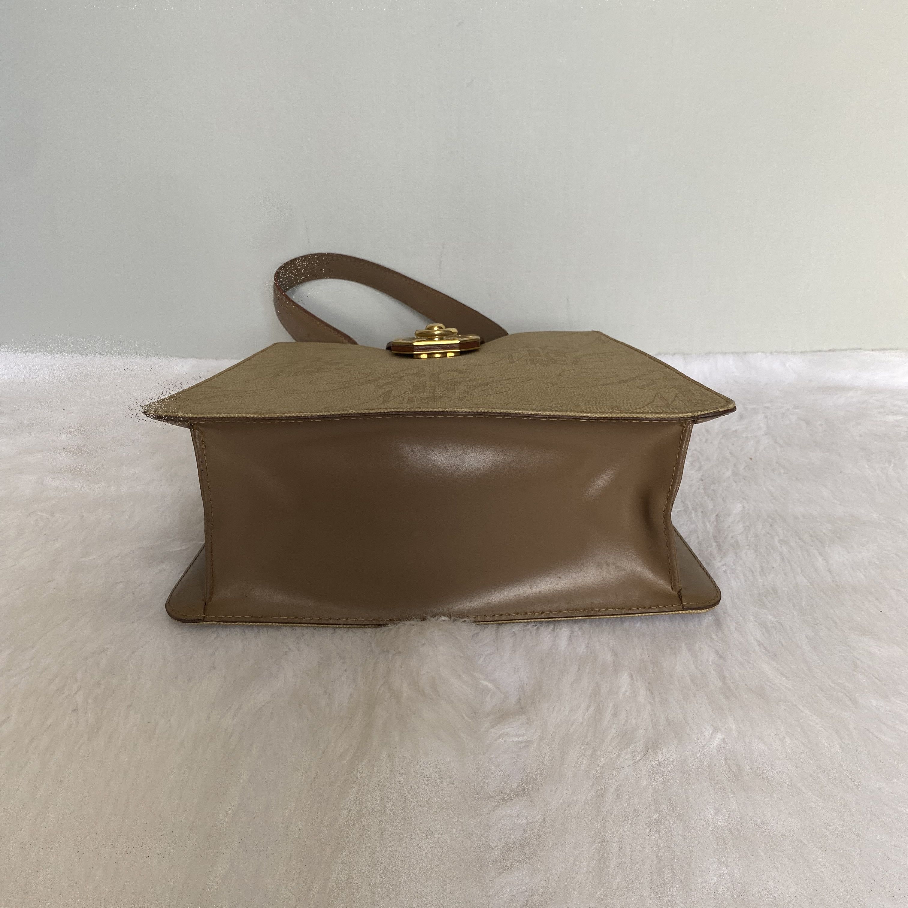 Nina Ricci × Vintage NINA RICCI Vintage Beige Brown Monogrammed Handbag Size ONE SIZE - 5 Thumbnail