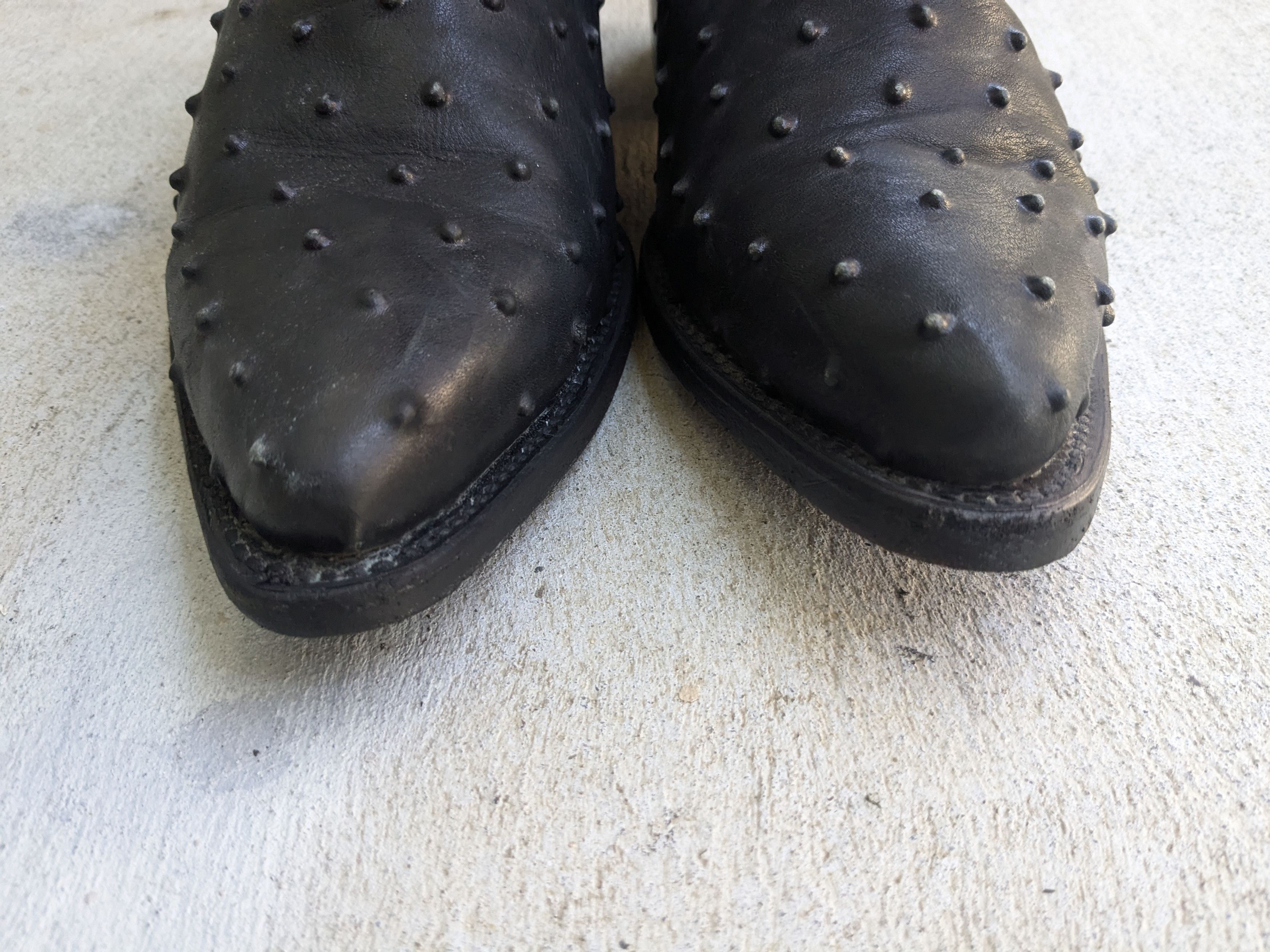 Genuine Leather × Vintage Vintage Cowboy Boots Ostrich Leather Black 7 Size US 7 / EU 40 - 2 Thumbnail