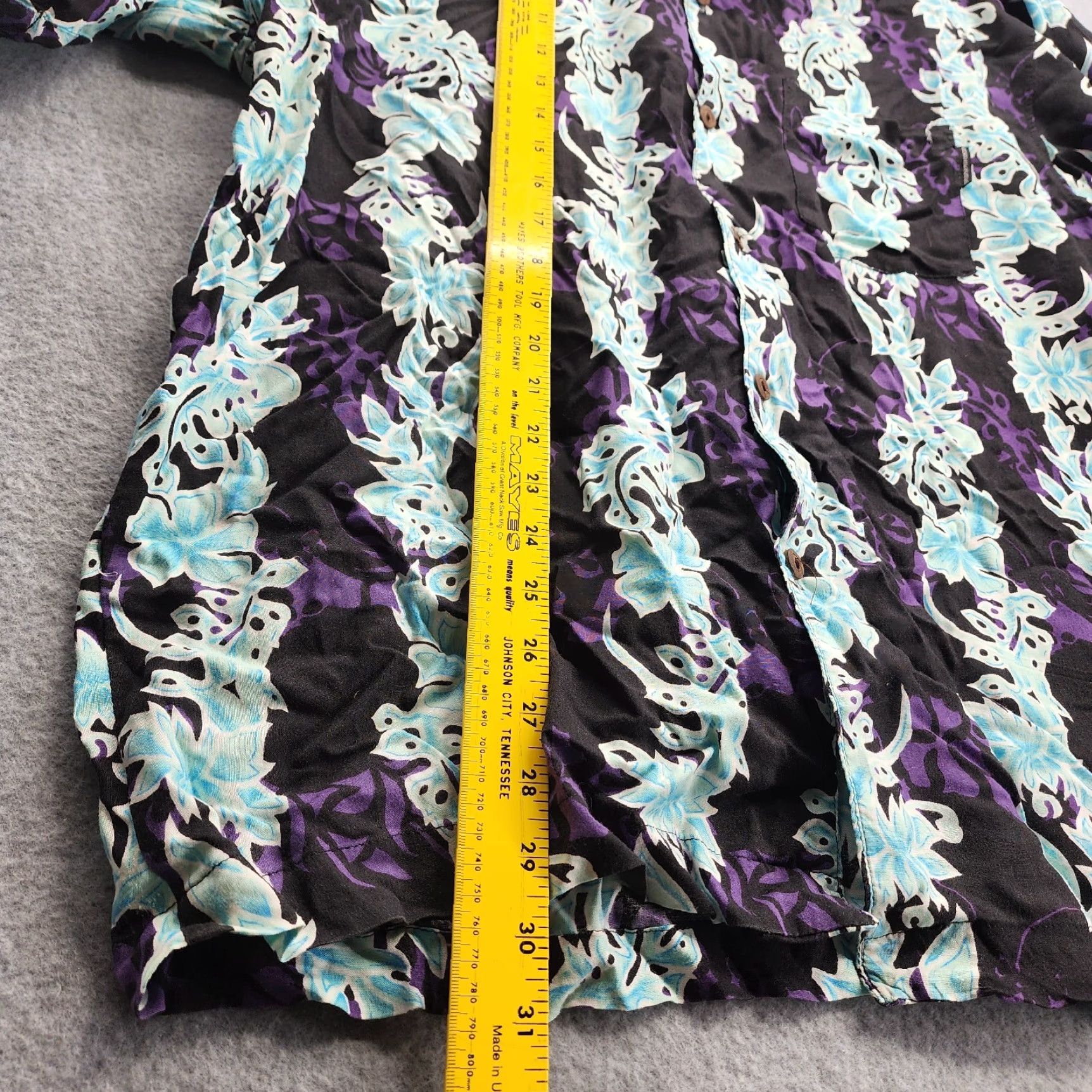 Vintage Sundrenched Button-Up Shirt Mens L Black Purple Floral Short Sleeve Rayon Woven Casual Travel Workwear Vintage No Size US L / EU 52-54 / 3 - 5 Thumbnail