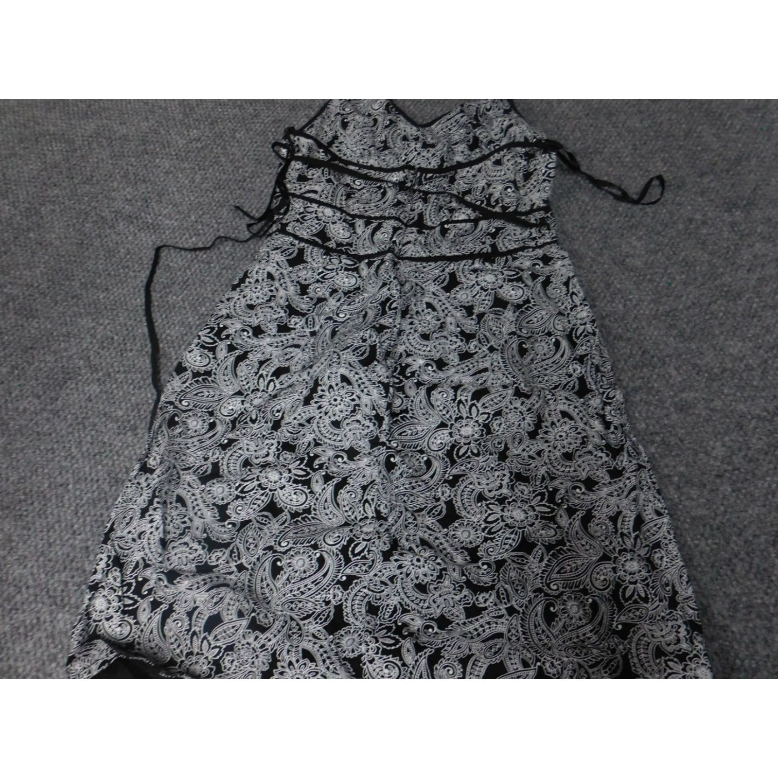 Vintage Componix Womens Dress Midi Black Floral A-Line Knit Polyester Pockets Sleeveless Raglan Short Sleeves Crew Neck Casual 10 Size L / US 10 / IT 46 - 6 Thumbnail