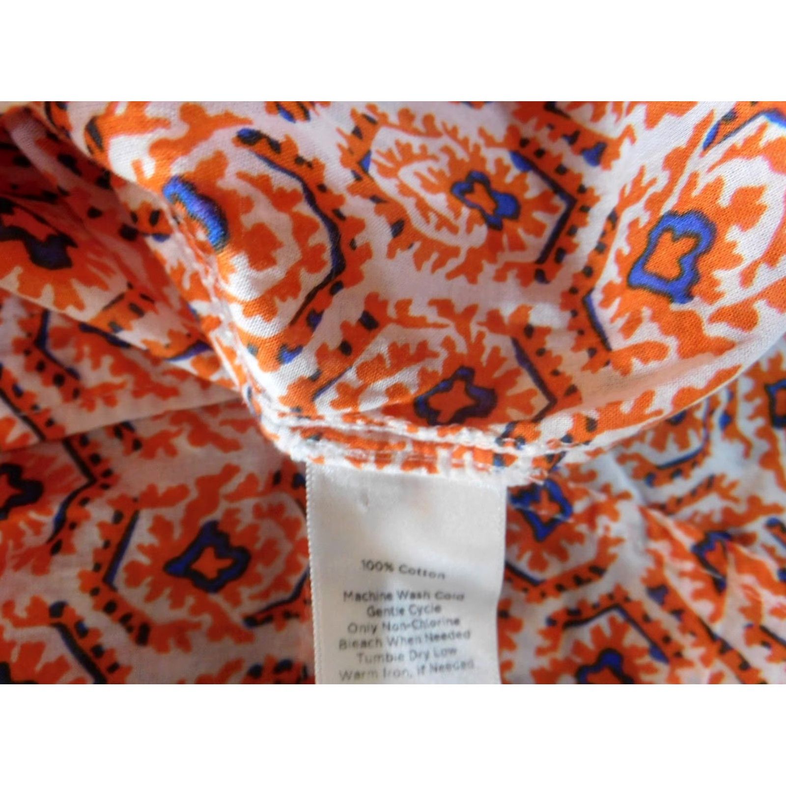 Talbots Talbots Button-Up Shirt Womens 10 Orange Casual Collared Sleeveless Cotton Rayon Button-Up Basic Designer Classics Womens Size L / US 10 / IT 46 - 6 Thumbnail