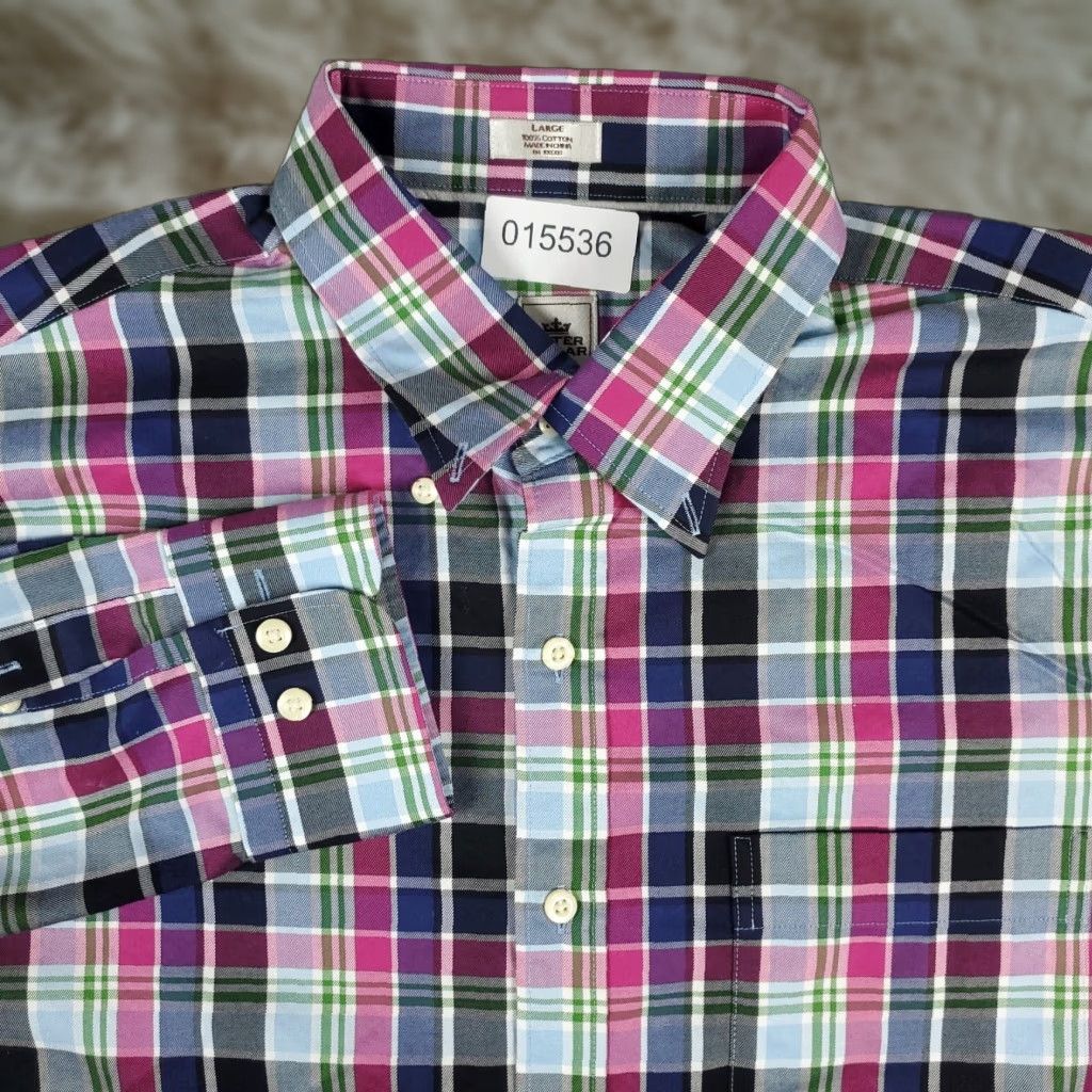 Peter Millar Peter Millar Shirt Mens L Blue Plaid Button-Up Long Sleeve Casual Business Formal Workwear Men Mens Size US L / EU 52-54 / 3 - 1 Thumbnail