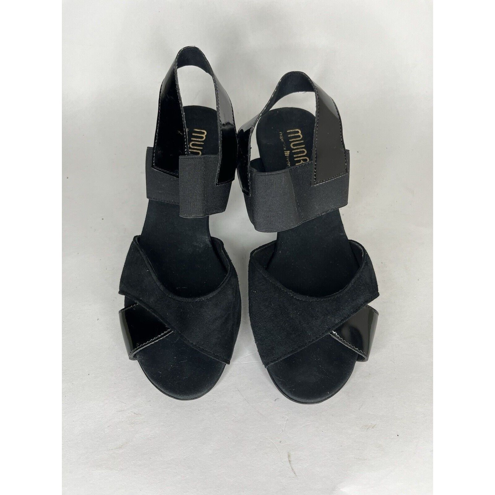 Other Munro Black Suede Patent Leather Slingback Heel Sandals Wome Size US 6.5 / IT 36.5 - 13 Thumbnail