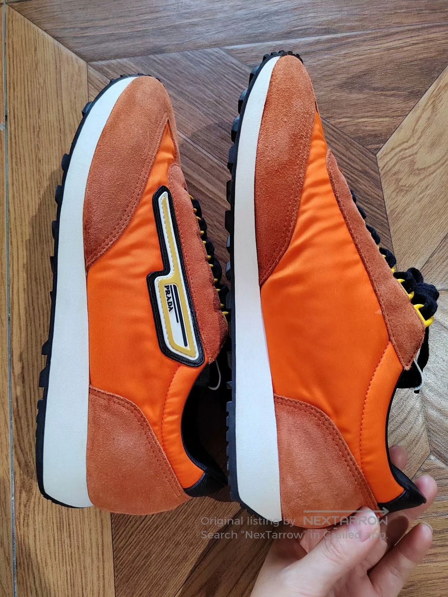 Prada PRADA Orange Suede Sneakers for Sale. Size US 8.5 / EU 41-42 - 3 Thumbnail