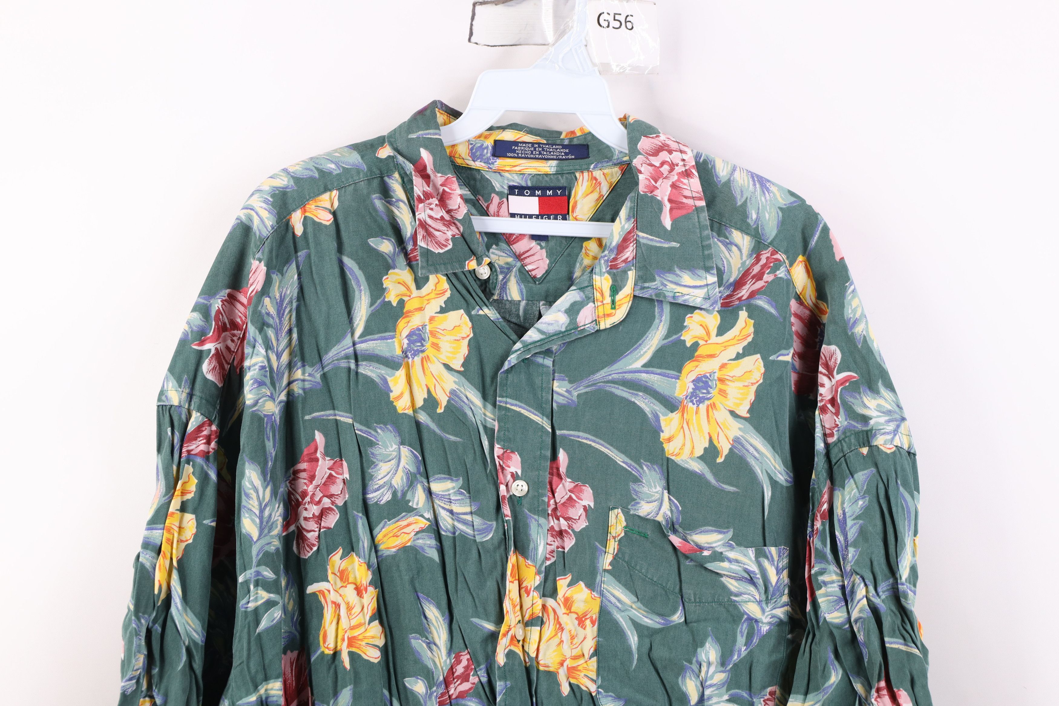 Tommy Hilfiger Vintage 90s Tommy Hilfiger Gabardine Flower Button Shirt Size US L / EU 52-54 / 3 - 2 Thumbnail