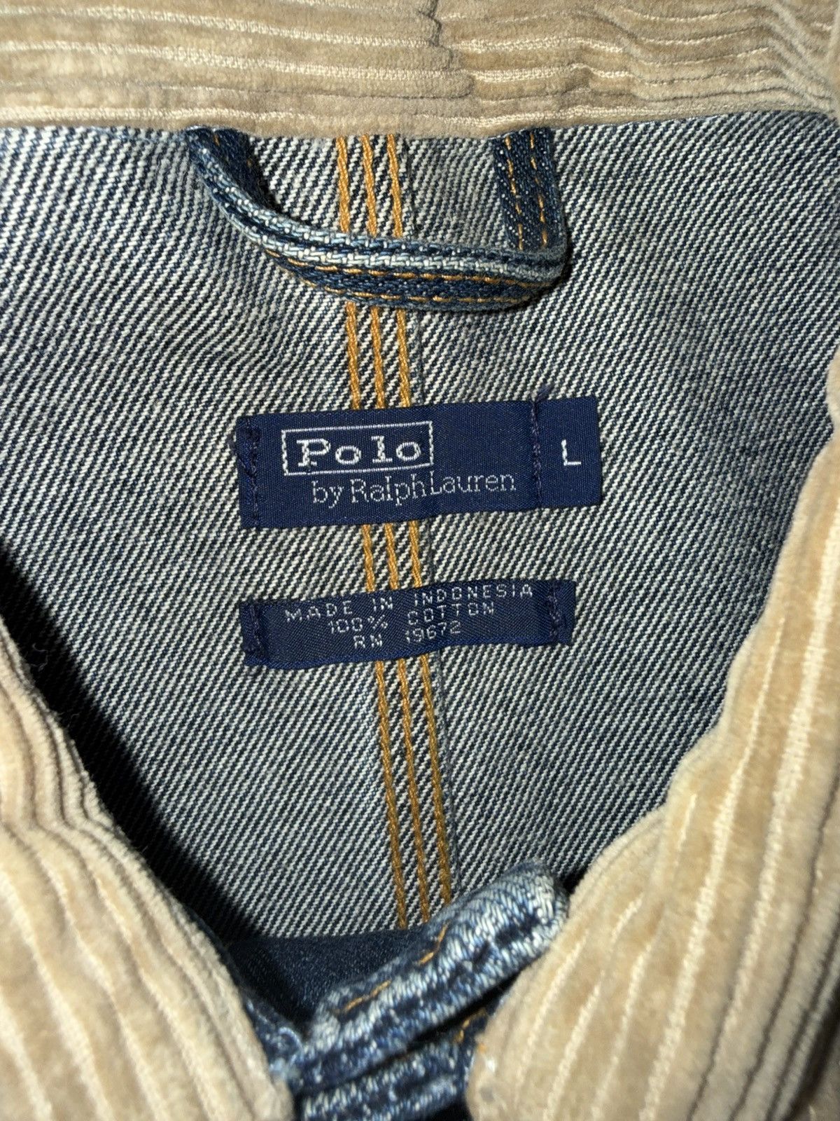 Polo Ralph Lauren Vintage Polo RL Denim Ranch Jacket w/ Corduroy Collar Size US L / EU 52-54 / 3 - 3 Thumbnail