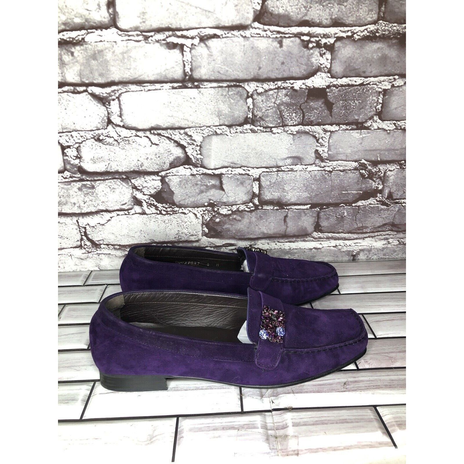 Stuart Weitzman Stuart Weitzman Purple Suede Leather Rhinestone Pump Shoes W Size US 8.5 / IT 38.5 - 1 Thumbnail