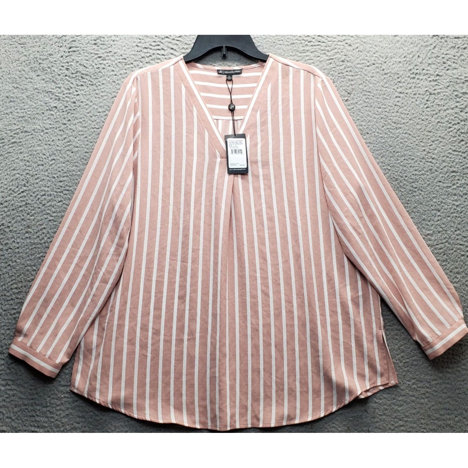 Adrianna Papell Adrianna Papell Blouse Top Womens XL Multi Striped Stretch Long Sleeve Pullover Size XL / US 12-14 / IT 48-50 - 2 Thumbnail