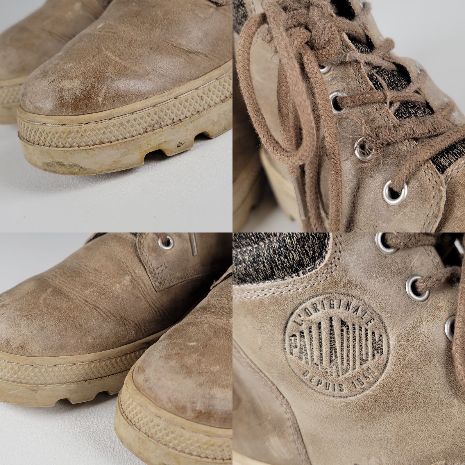 Palladium Palladium Boots Women’s Lace-Up Ankle Size 9.5 Tan Leather/Fabric Combat Block Heel Womens Shoes Size US 8 / IT 38 - 9 Thumbnail