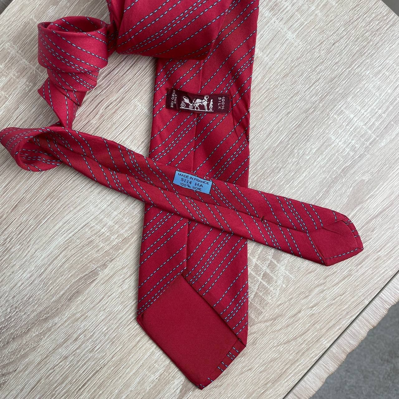Hermes Hermes Paris Silk Tie 5114 HA Geometry Red Size ONE SIZE - 4 Thumbnail