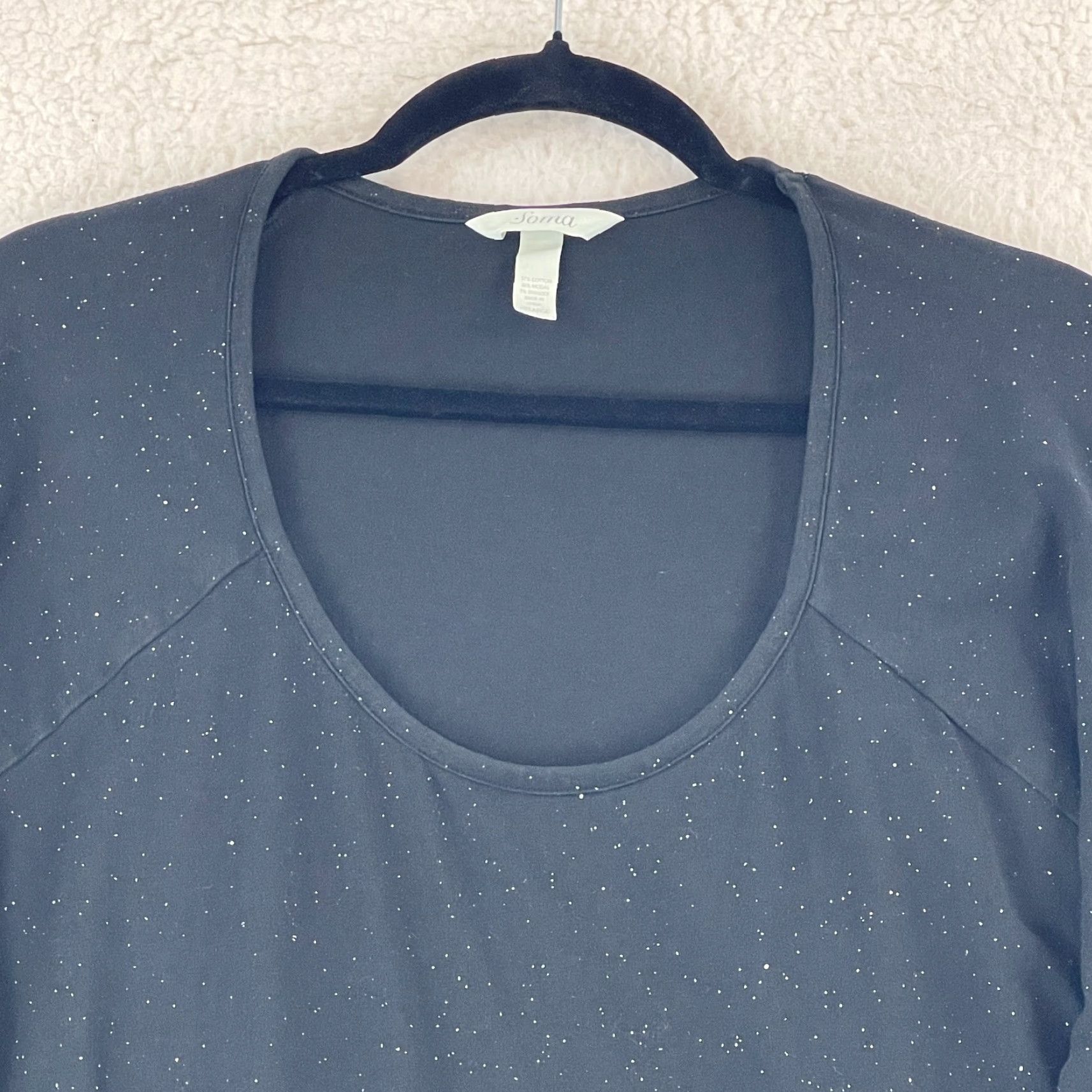 Vintage Soma Black Silver Sparkling Long Sleeve Pajama Dress Womens Pullover XXL Frog City Classic Designer Dress Size XXL / US 16-18 / IT 52-54 - 3 Thumbnail