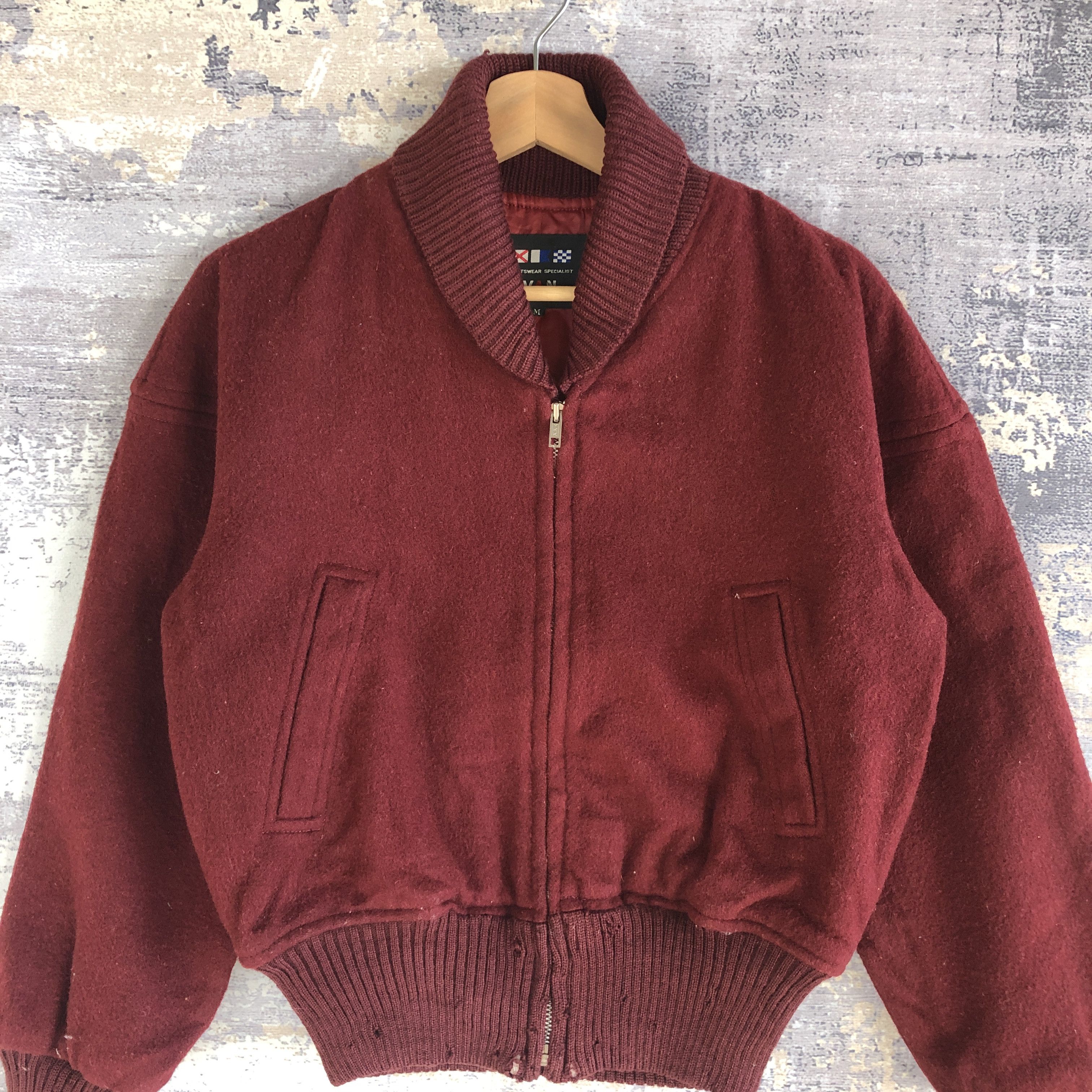 Vintage Vintage VAN JAC Zipper Varsity Wool Bomber Jacket Size US S / EU 44-46 / 1 - 4 Thumbnail