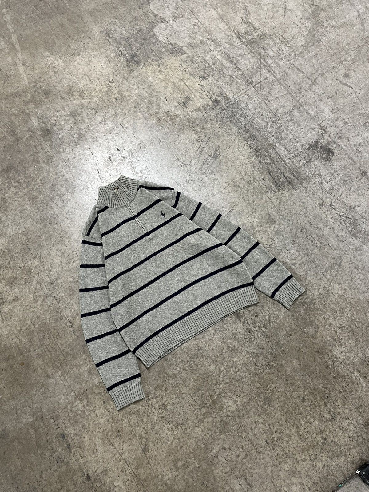 Polo Ralph Lauren × Vintage Polo Ralph Lauren vintage stripped 1/4 zip sweater knit Size US M / EU 48-50 / 2 - 1 Thumbnail