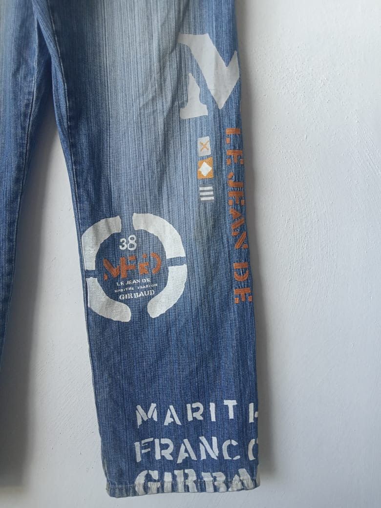 Marithe + Francois Girbaud MFG Distressed Embroidered Spellout Big Logo Baggy Jeans Size US 38 / EU 54 - 4 Thumbnail