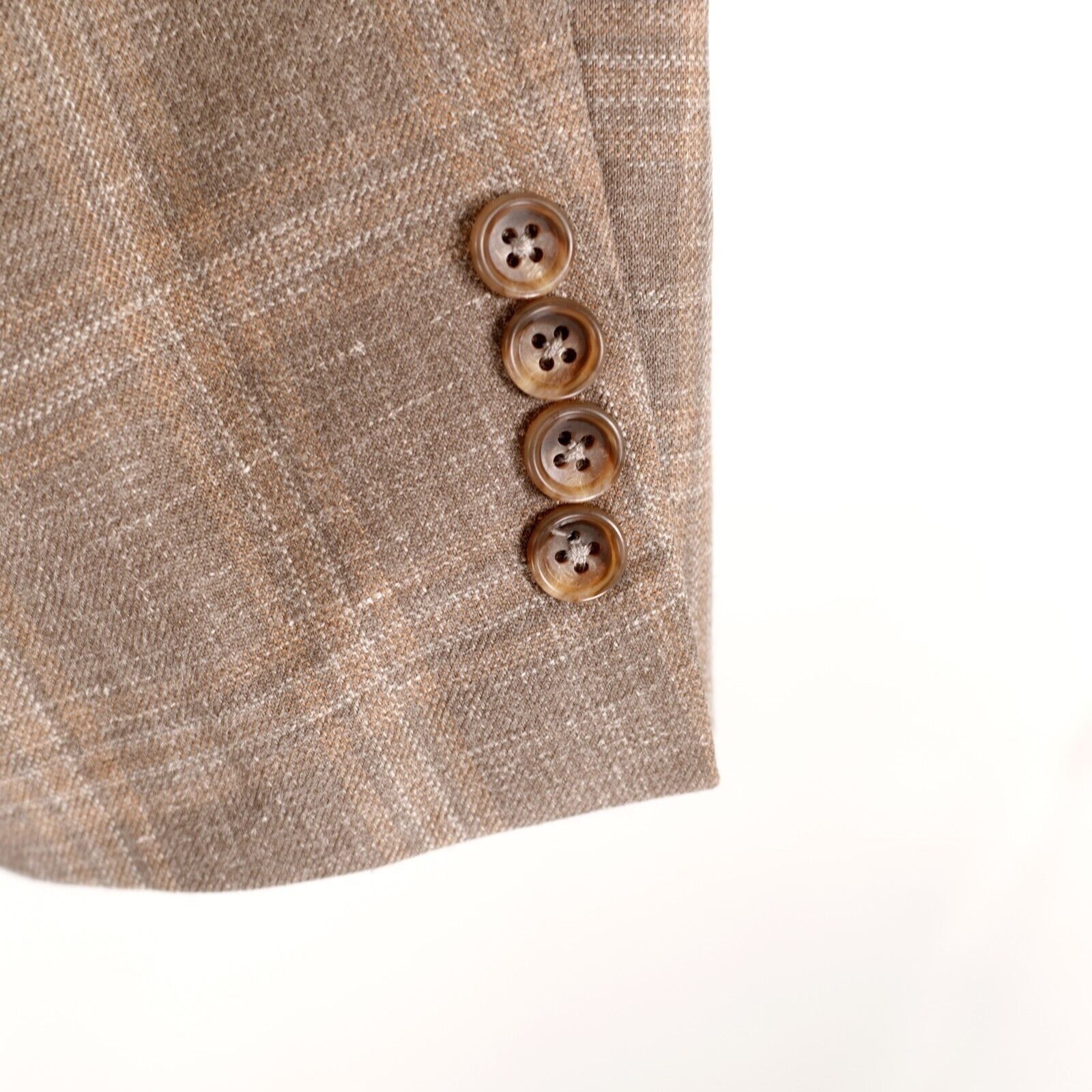 Jos. A. Bank Jos A Bank Signature Wool Silk Linen Tan Plaid 2 Button Spor Size 44R - 3 Thumbnail