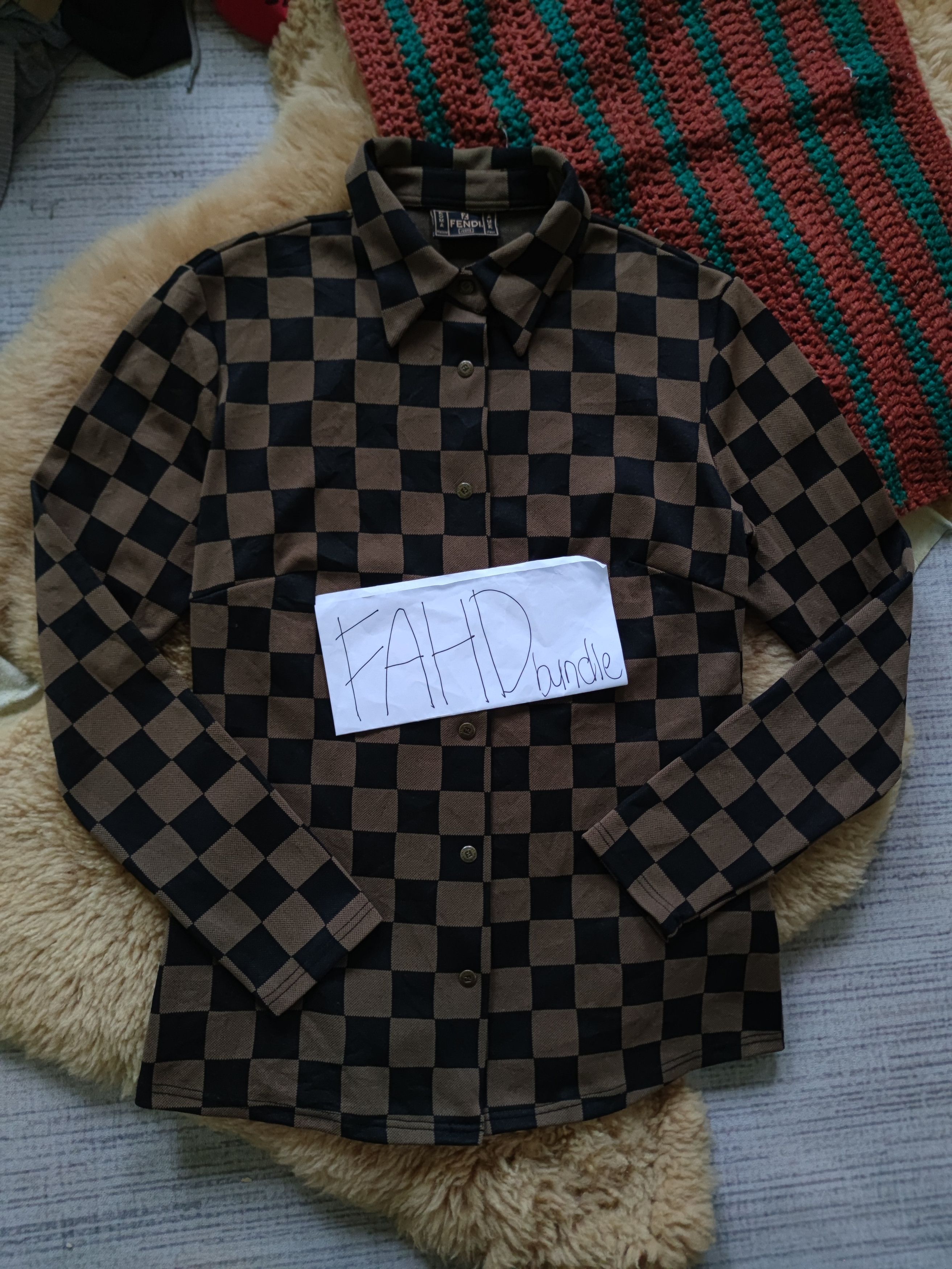 Fendi FENDI Checkered Button Shirt Made in Italy Size 38 Size M / US 6-8 / IT 42-44 - 1 Thumbnail
