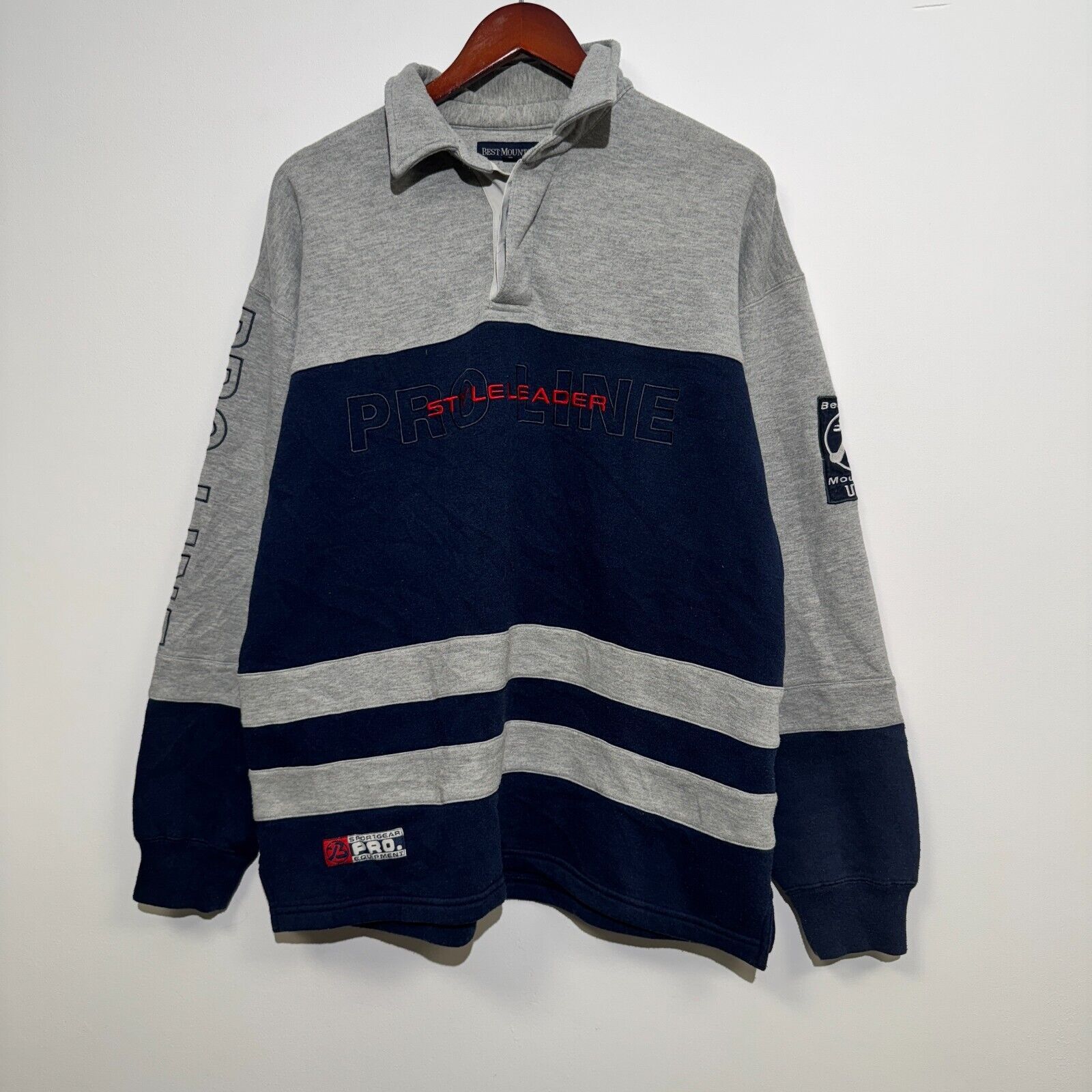 Vintage Vintage Unisex Gray Navy Blue Cotton Sweatshirt Size L Size US L / EU 52-54 / 3 - 3 Thumbnail