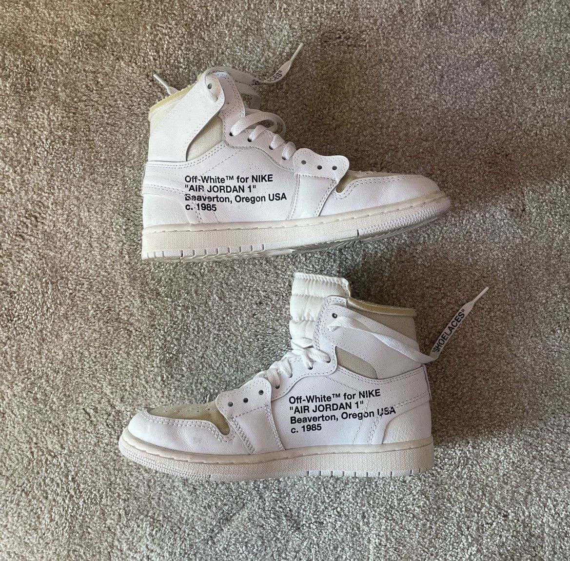 Nike × Off-White Off-White x Air Jordan 1 Retro High OG BG ‘White’ 2018 Size US 5.5 / EU 38 - 3 Thumbnail