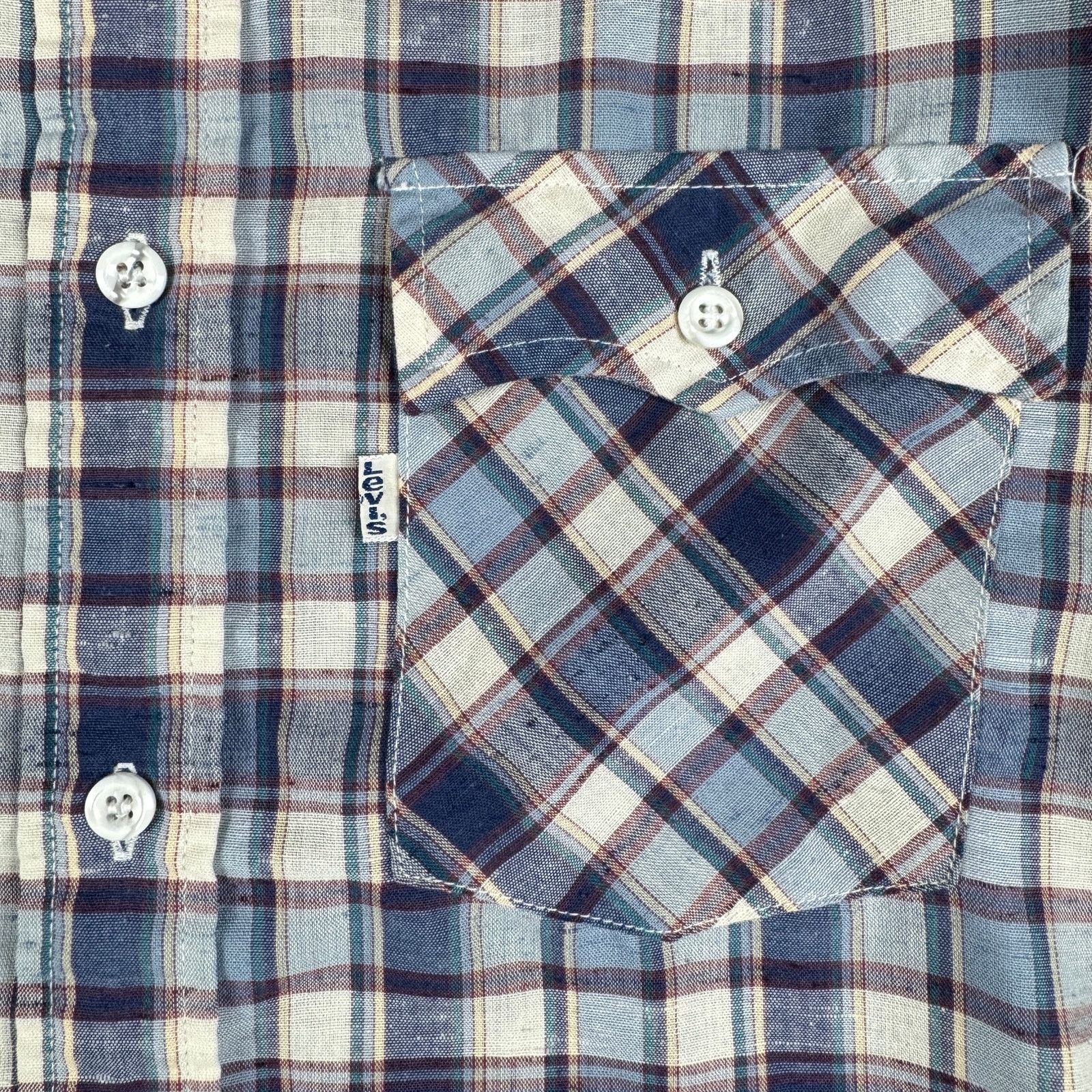 Levi's Vintage 70s Levi’s White Tab Plaid Shirt Men’s Medium USA Size US M / EU 48-50 / 2 - 3 Thumbnail