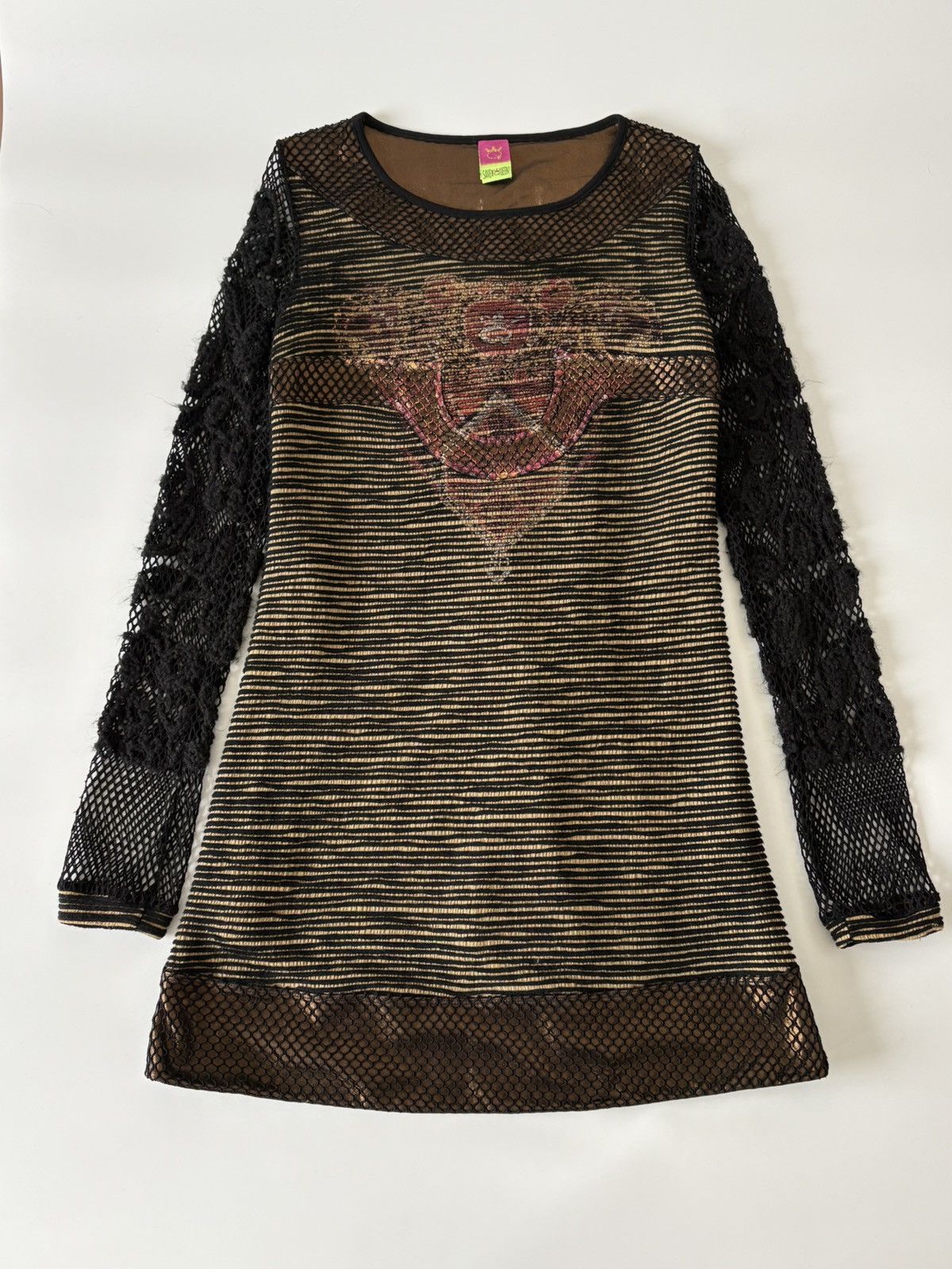 Other Save The Queen Dress Black Mesh Metallic Copper Boho Printed Size XL / US 12-14 / IT 48-50 - 7 Thumbnail