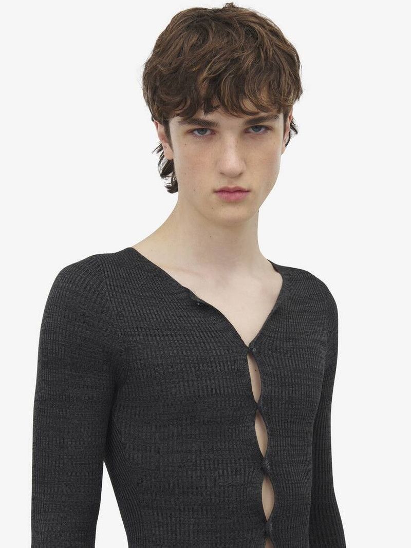 Alexander McQueen o1srvl11e0226 Rib Knit Cardigan In Black Size US S / EU 44-46 / 1 - 5 Thumbnail