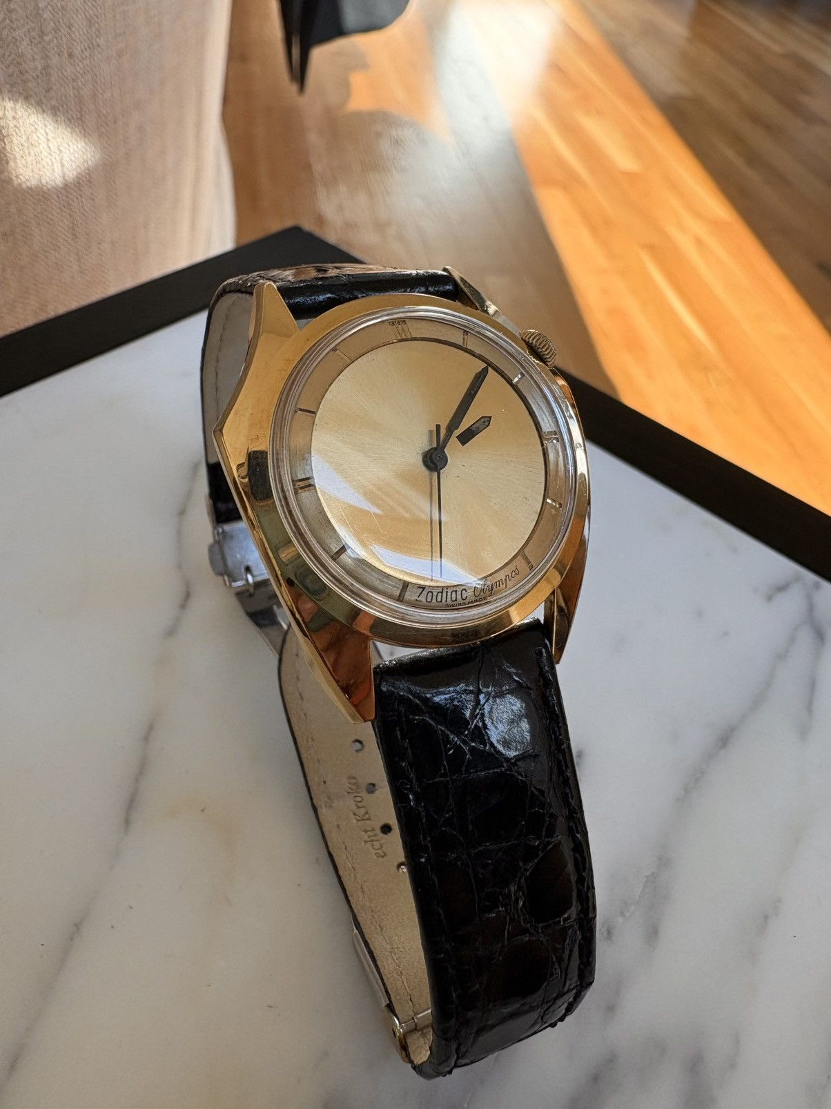 Other Zodiac Olympos 703-918 VTG 70s Mystery Dial 17J Swiss Auto Size ONE SIZE - 2 Thumbnail