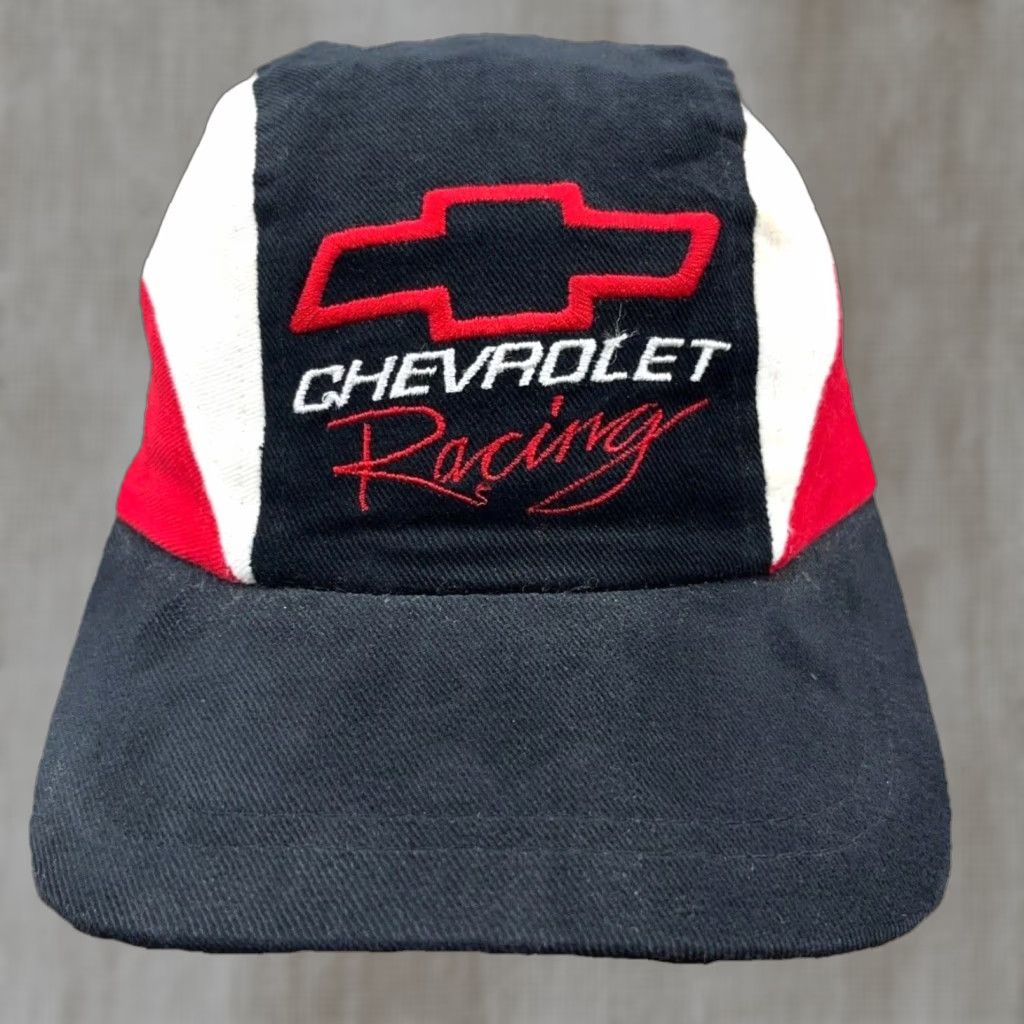Vintage Vintage Chevrolet Racing Hat Cap SnapBack 5 Panel Chevy 90s Y2K Black Red White Mens One Size Black Racing Champions Snapback Twill Cotton Hat Size ONE SIZE - 1 Thumbnail