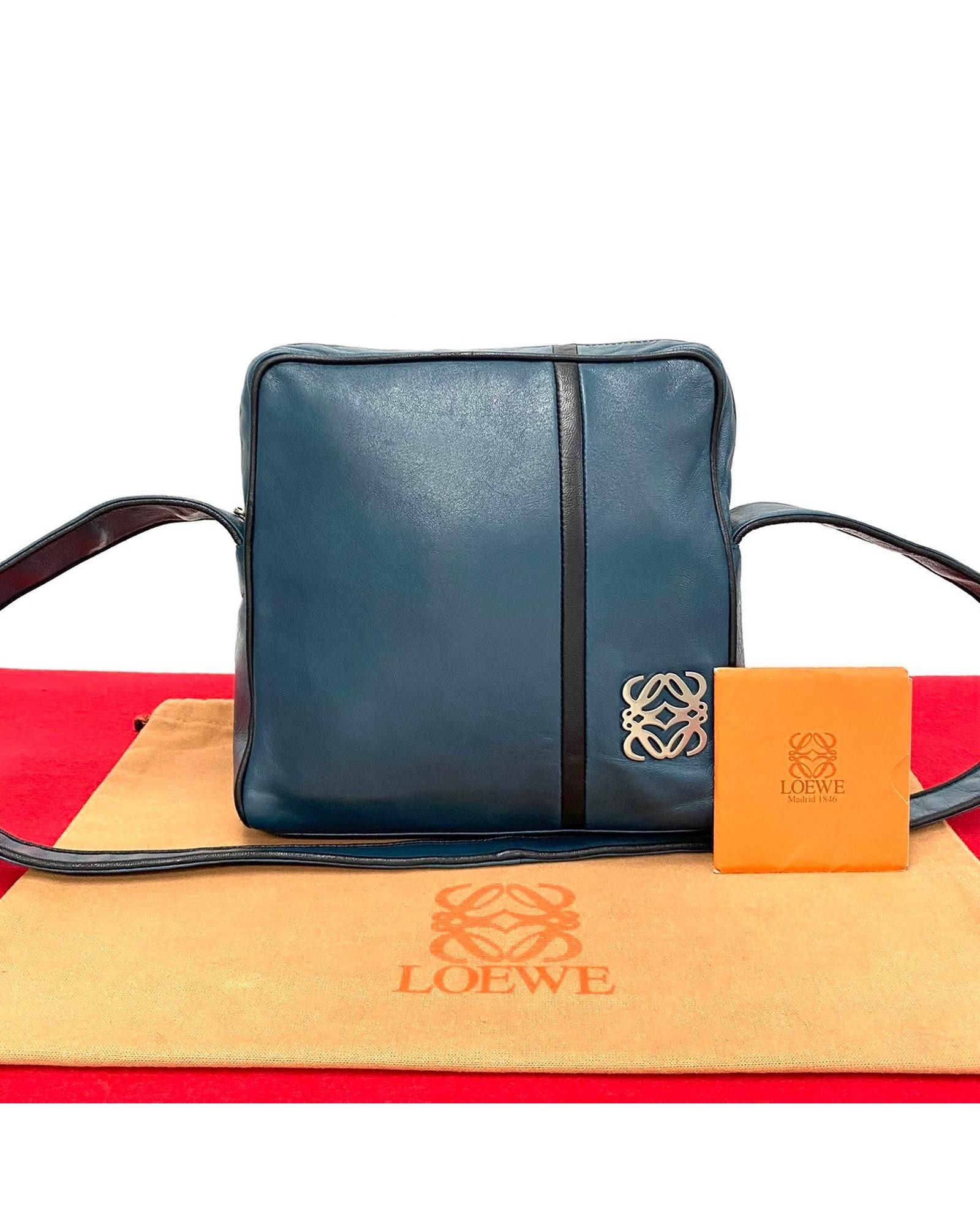 image of Loewe Blue Nappa Leather Crossbody Bag With Anagram Logo, Women's